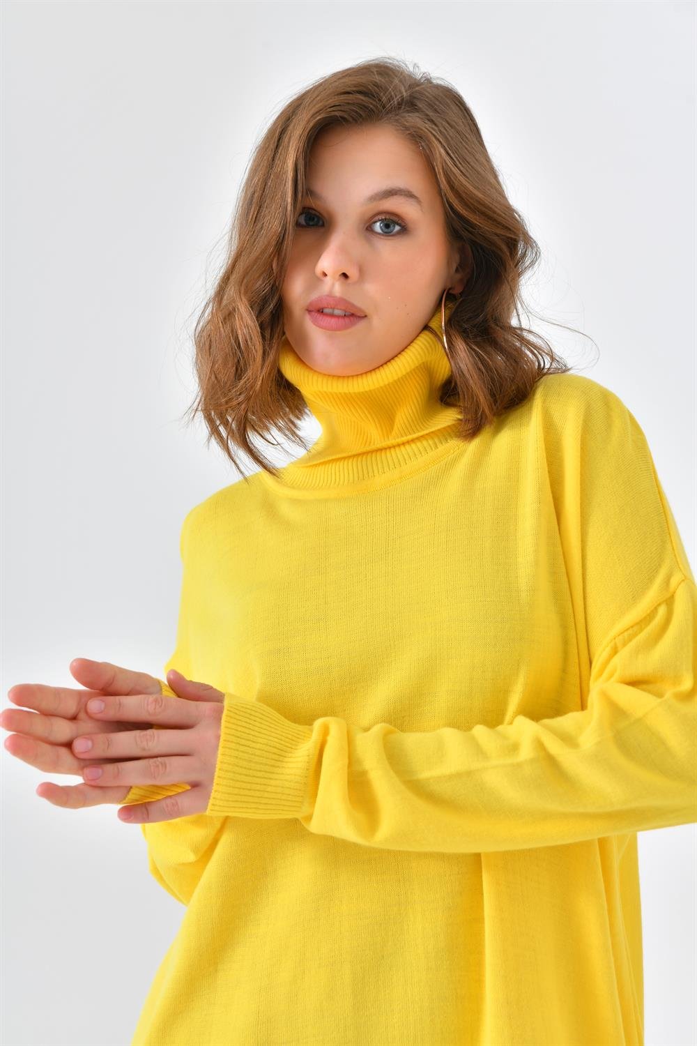 Ftz Women Kadın Düz Basic Tunik Sarı 20489