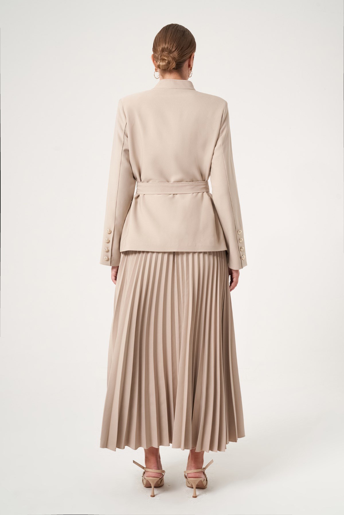 FTZ Women Kadın Etek Plise Takım  Beige 31514