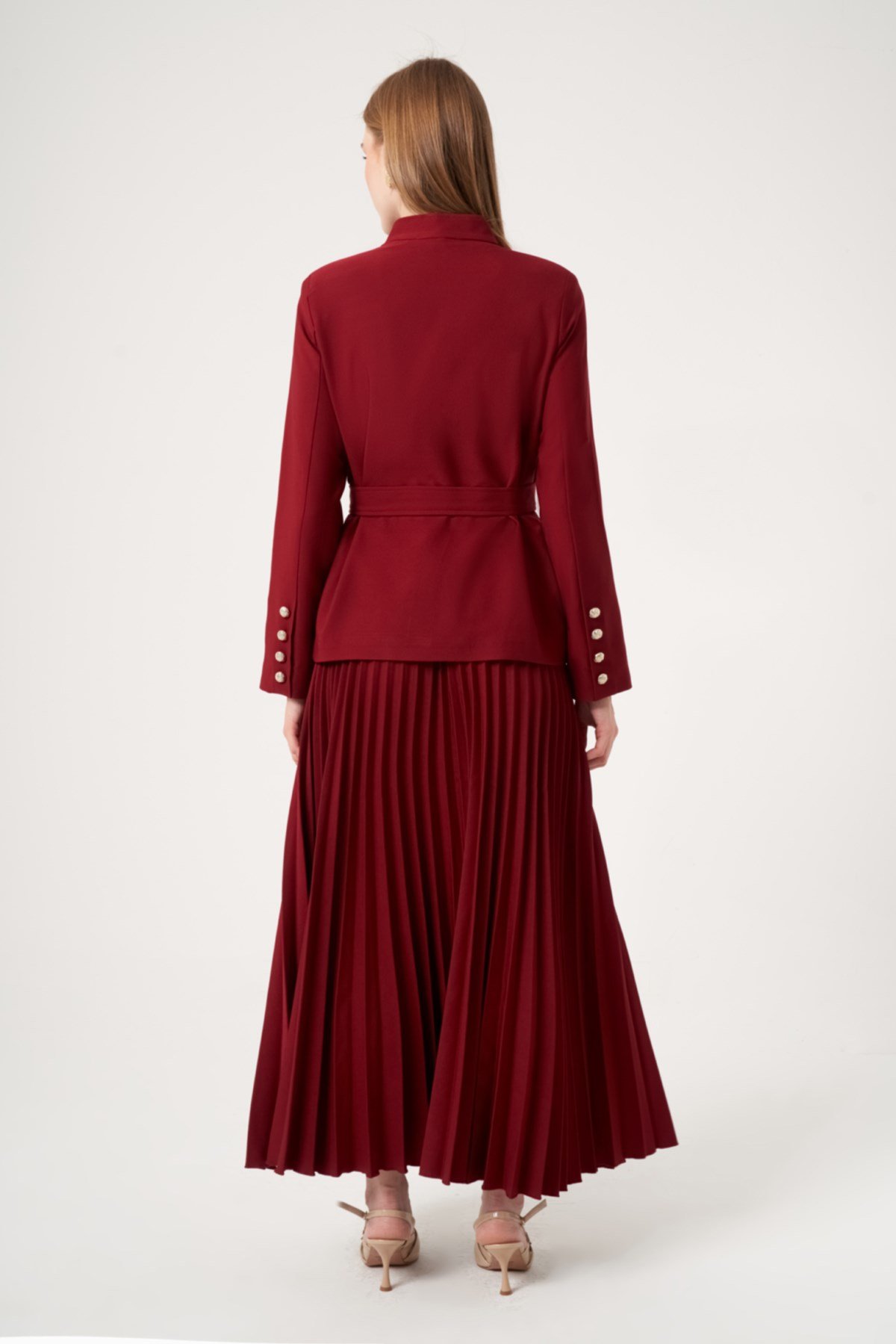 FTZ Women Kadın Etek Plise Takım  Cherry 31514