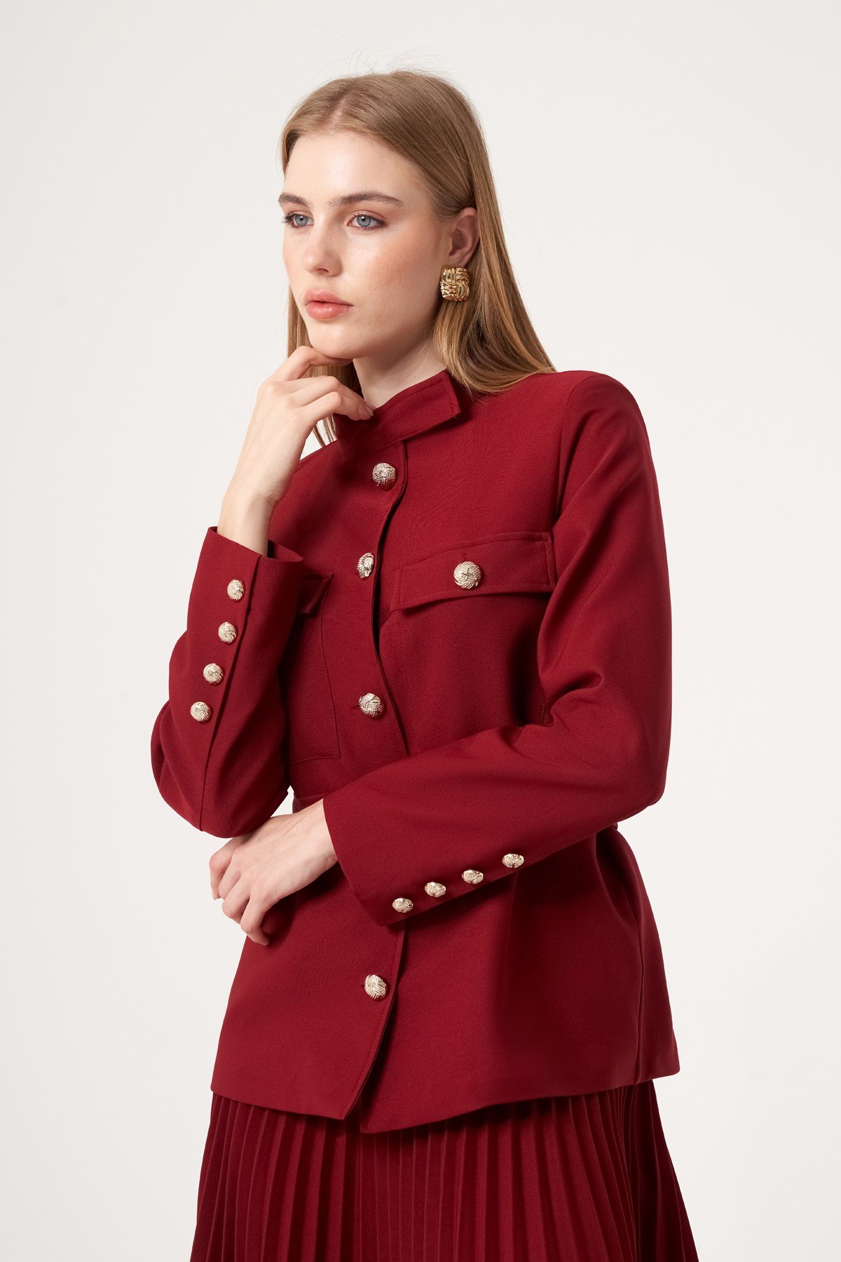 FTZ Women Kadın Etek Plise Takım  Cherry 31514