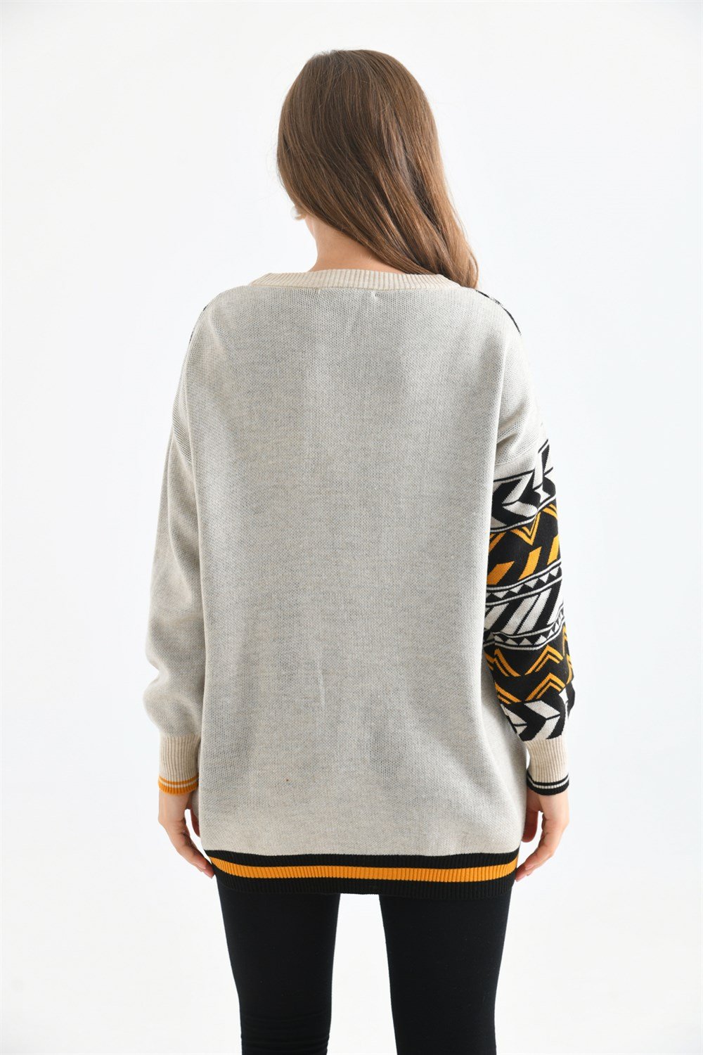 FTZ Women Kadın Etnik Desen Bluz TAŞ