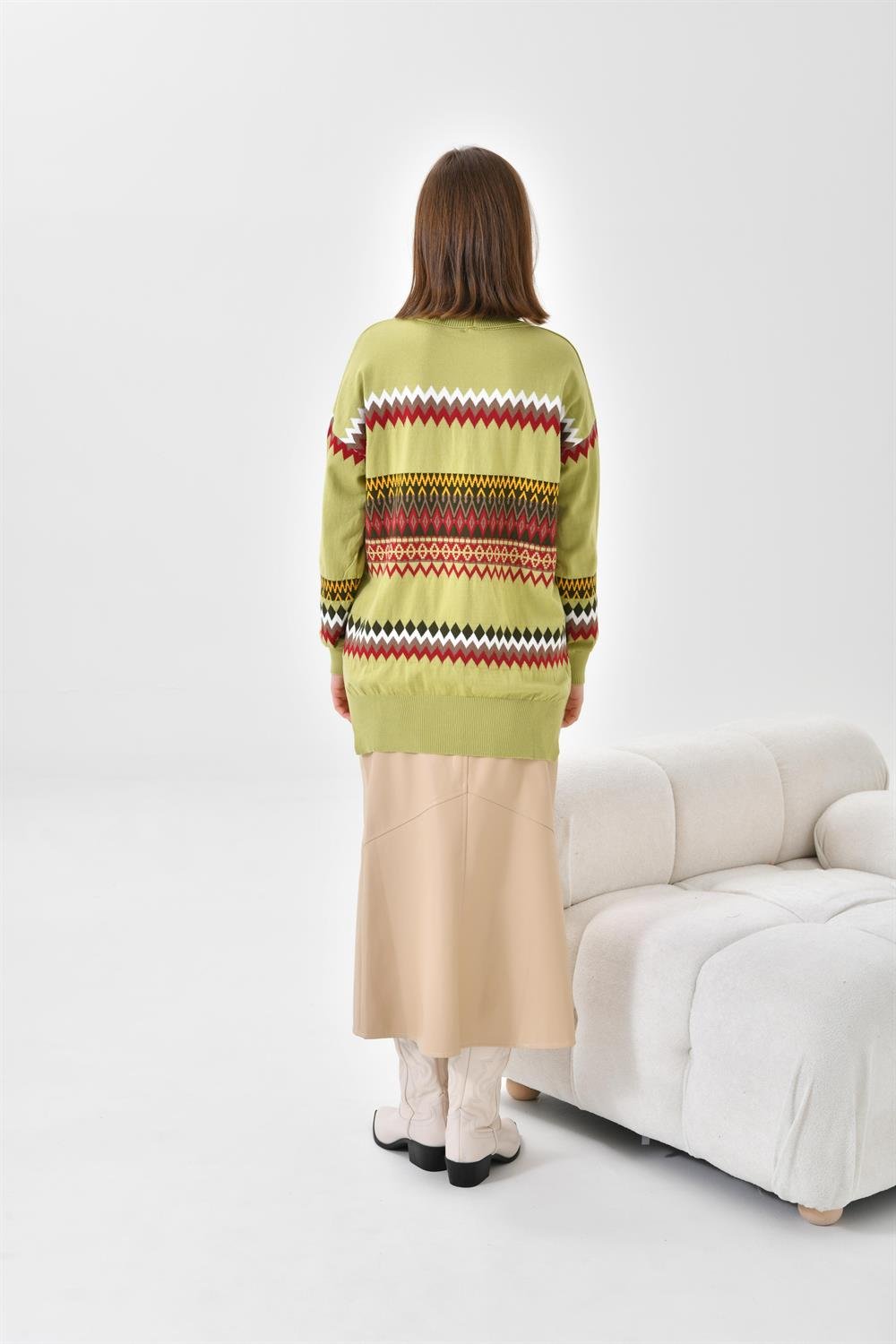 Ftz Women Kadın Etnik Desenli Bluz Su Yeşili