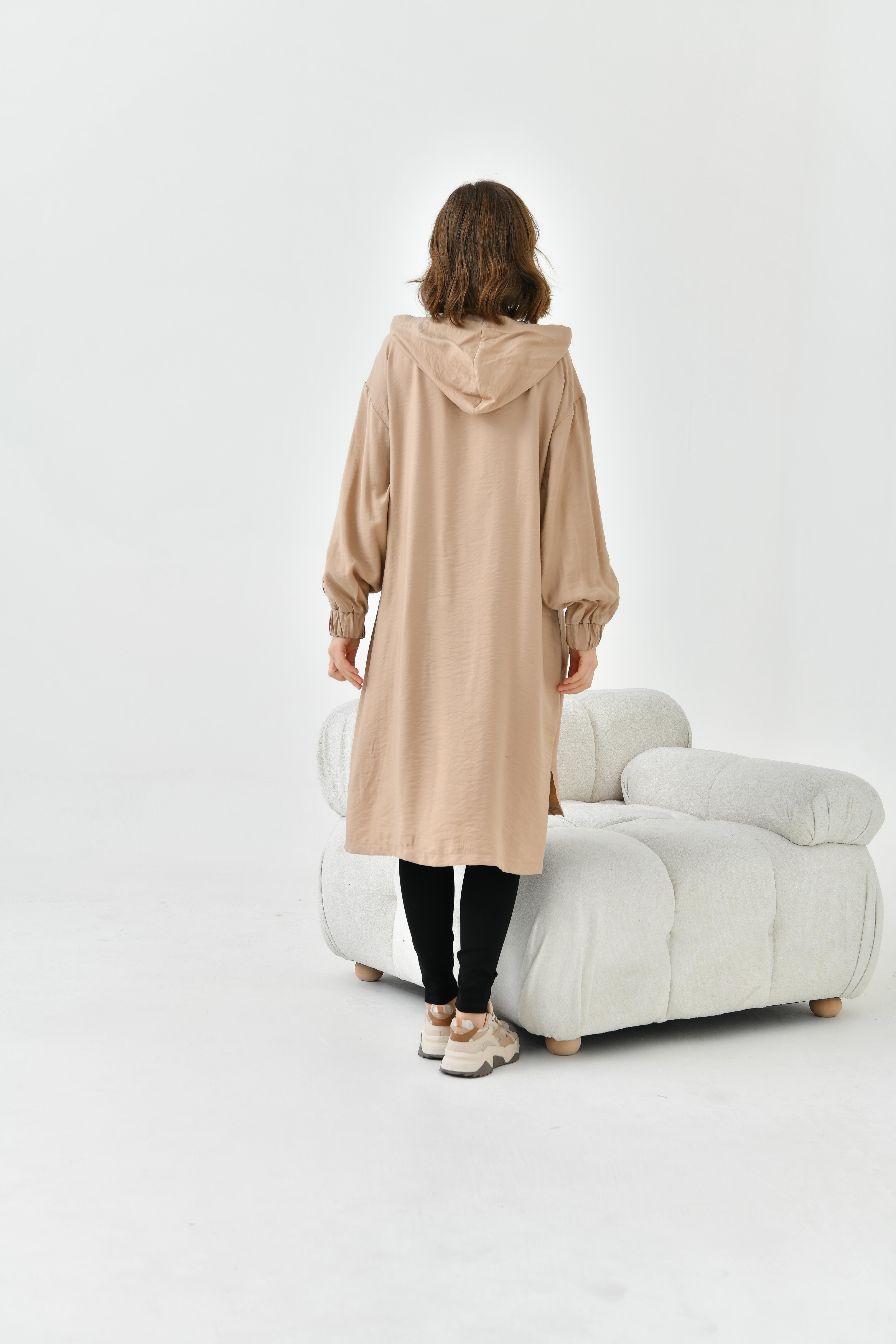 Ftz Women Kadın Fermuarlı Kapişonlu Kap Sütlü Kahve 30754