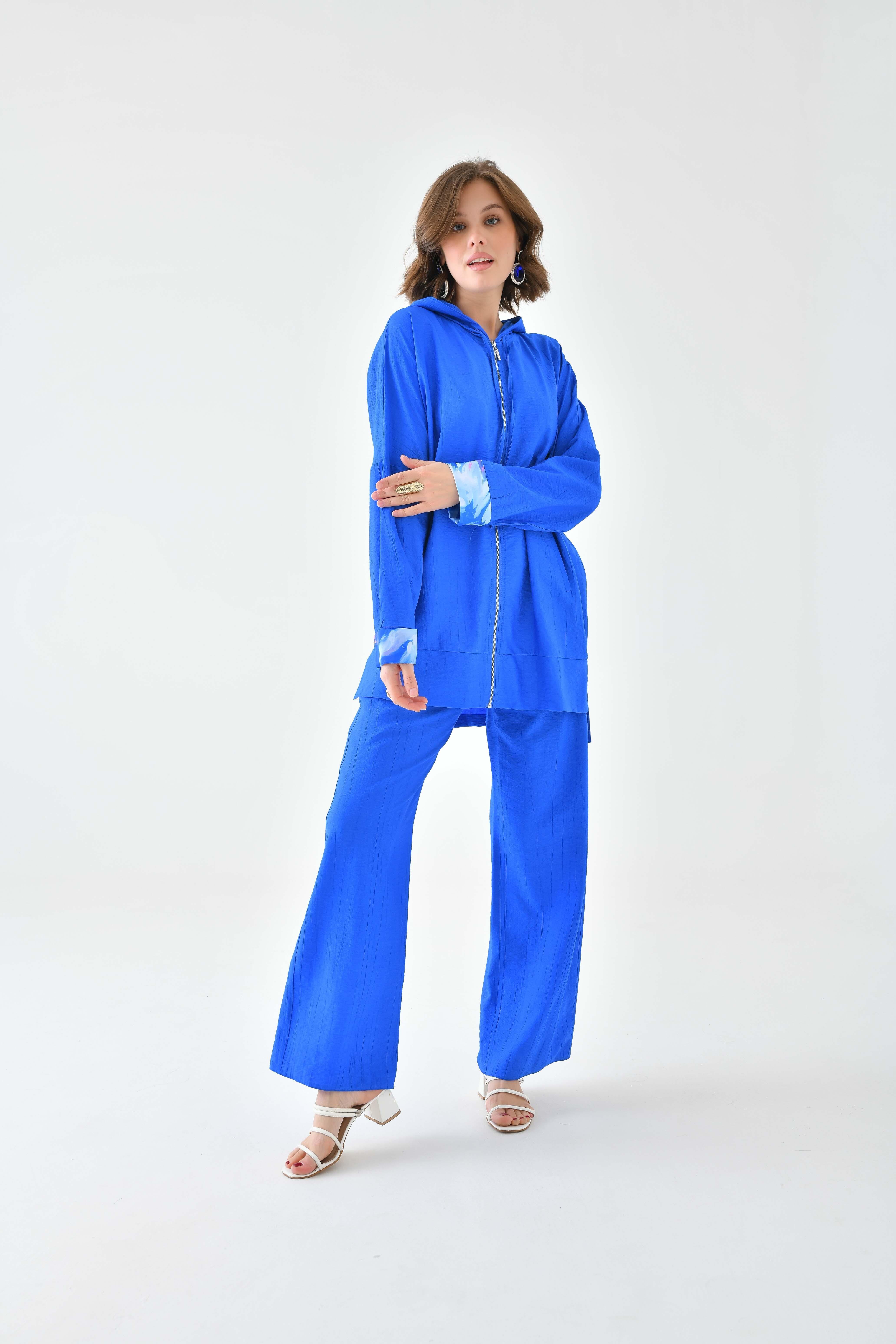 Ftz Women Kadın Fermuarlı Takım Saks Mavi 30704