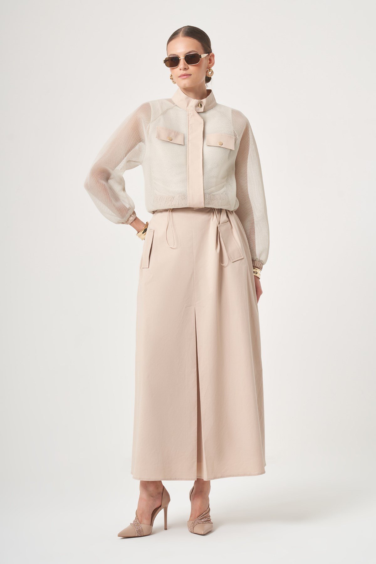FTZ Women Kadın File Detay Etekli Takım  Beige 31448