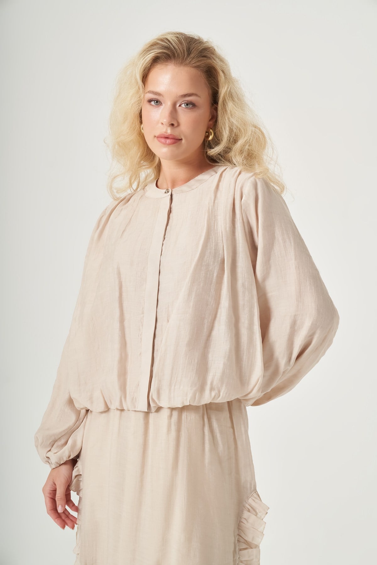 FTZ Women Kadın Fırfır Detay Helena Takım  Beige 31456