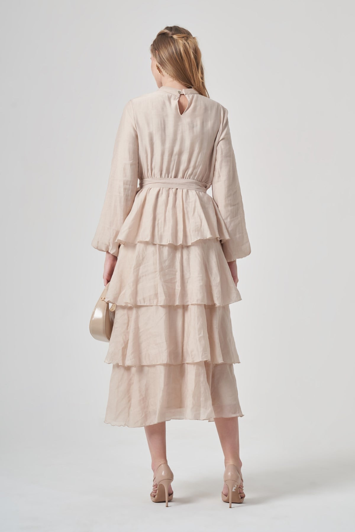 FTZ Women Kadın Fırfır Elbise  Beige 31413