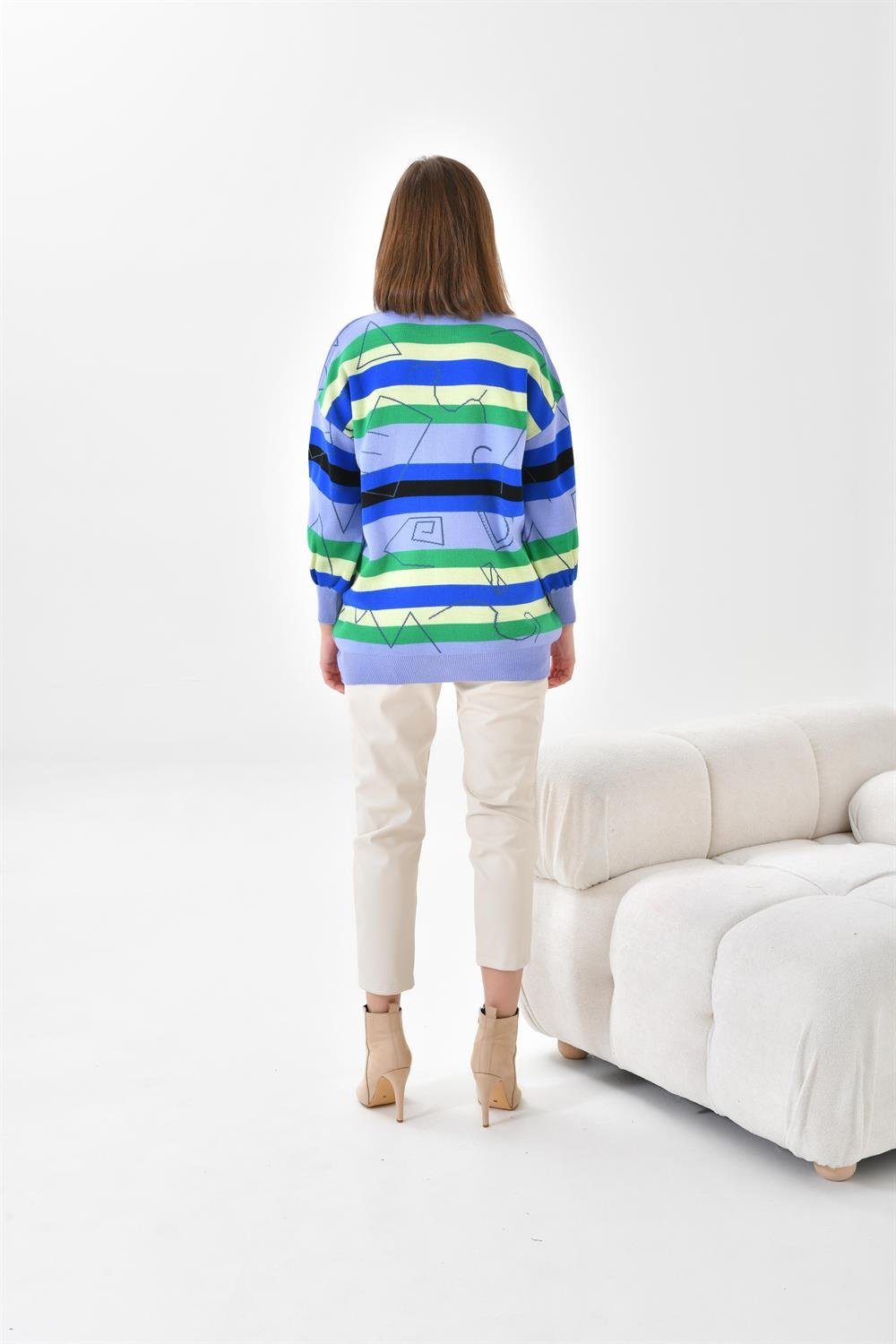 Ftz Women Kadın Geometrik Desenli Kazak Lila