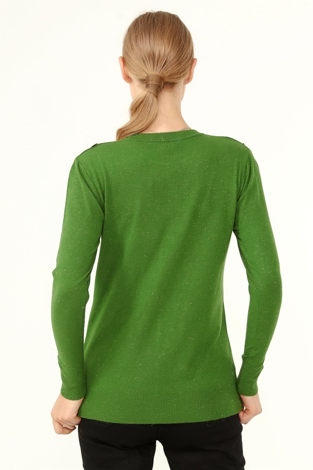 FTZ Women Kadın Göğüs Boncuk Detay Kazak YEŞİL