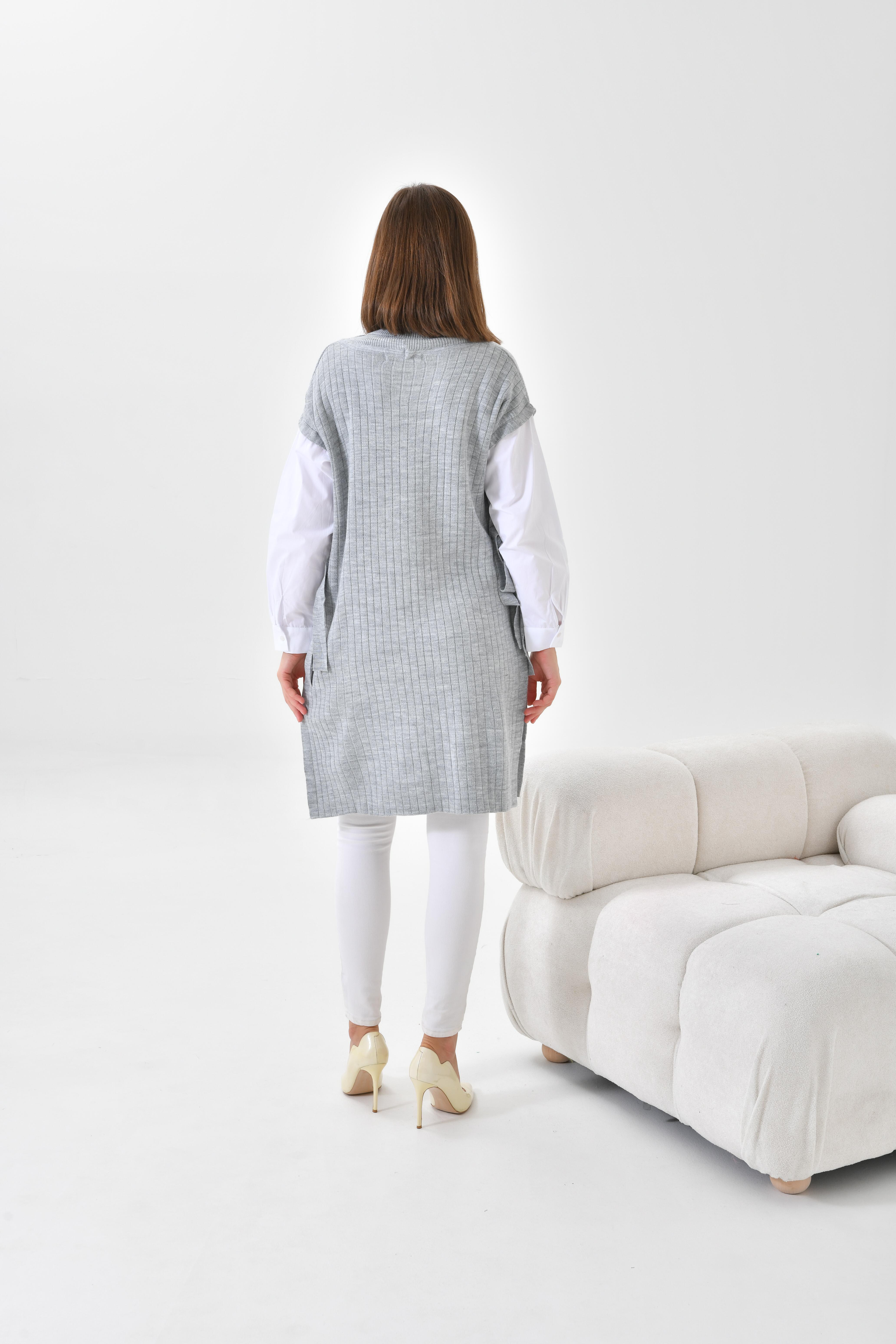 FTZ Women Kadın Gömlek Kol Tunik  Açık Gri 21-6059