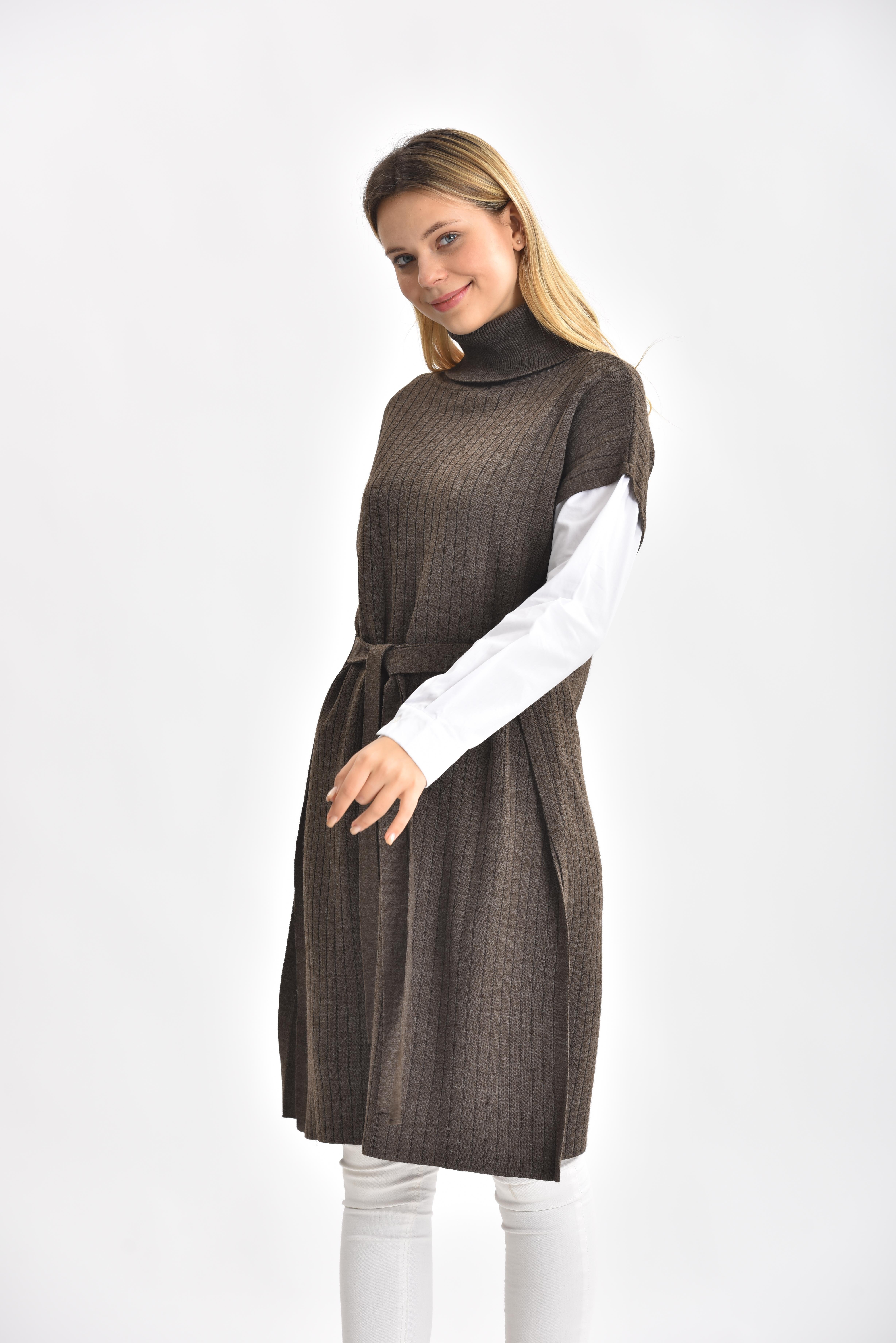 FTZ Women Kadın Gömlek Kol Tunik  Kahve 21-6059