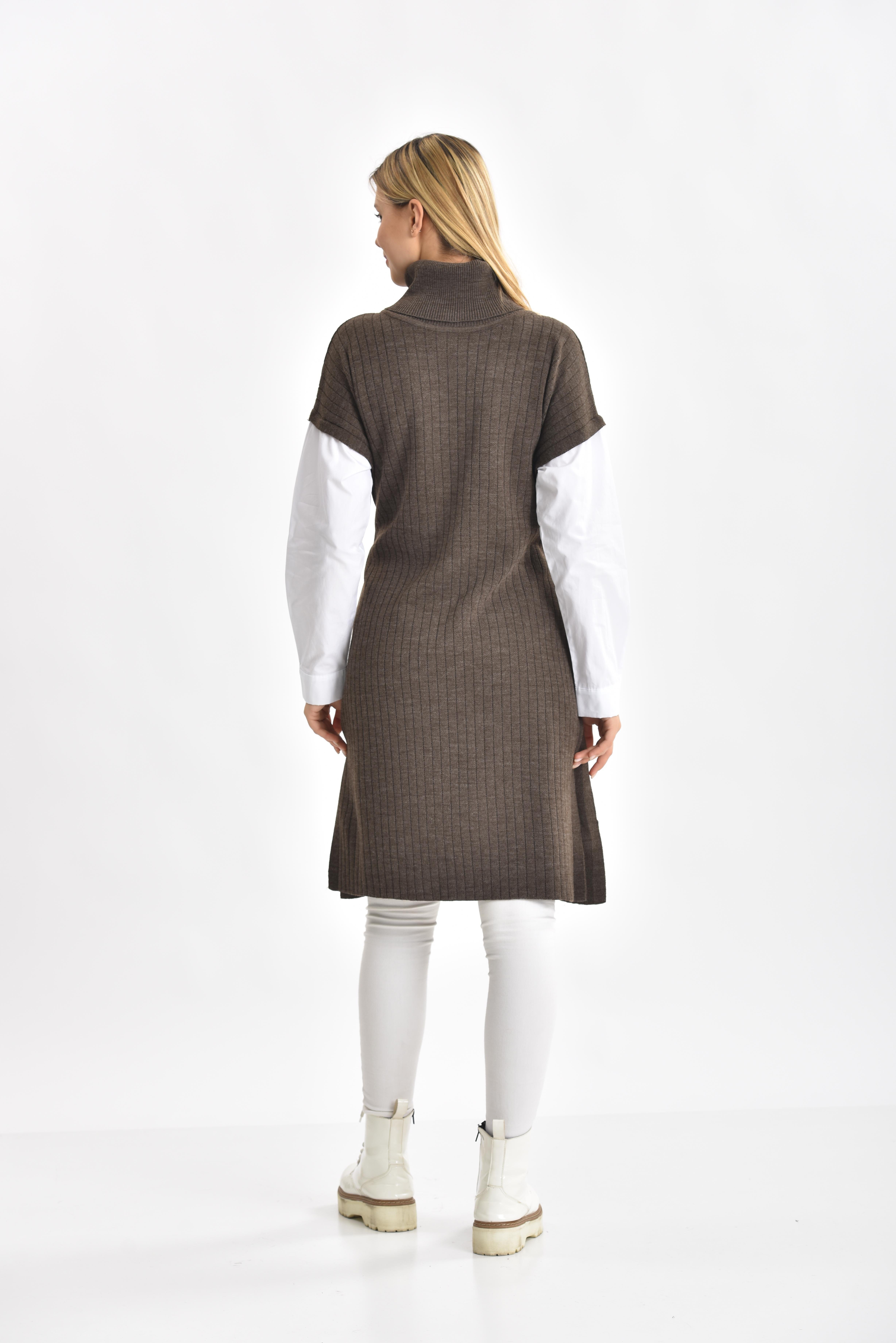 FTZ Women Kadın Gömlek Kol Tunik  Kahve 21-6059