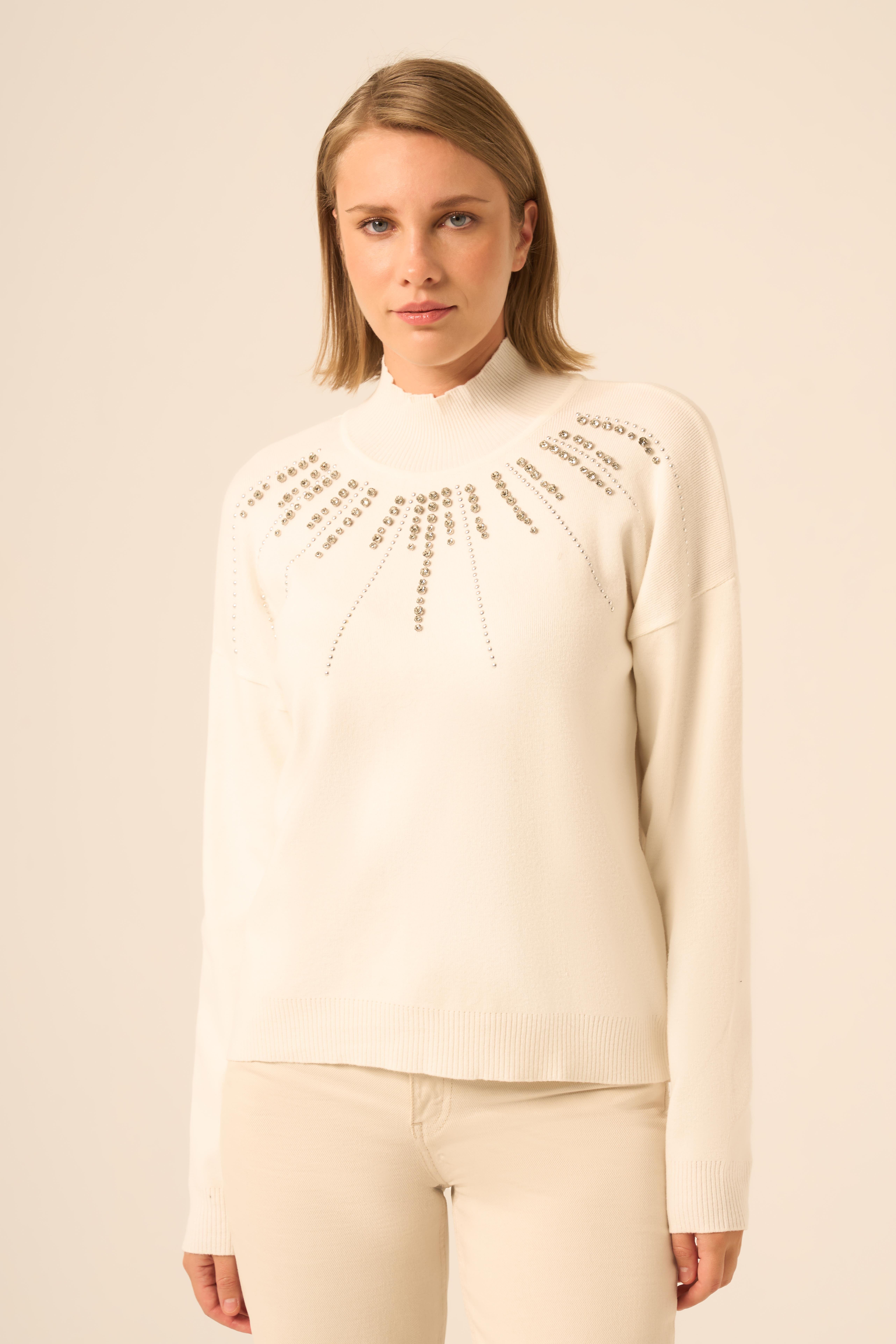 FTZ Women Kadın İşleme Detay Kazak  Ekru 25194