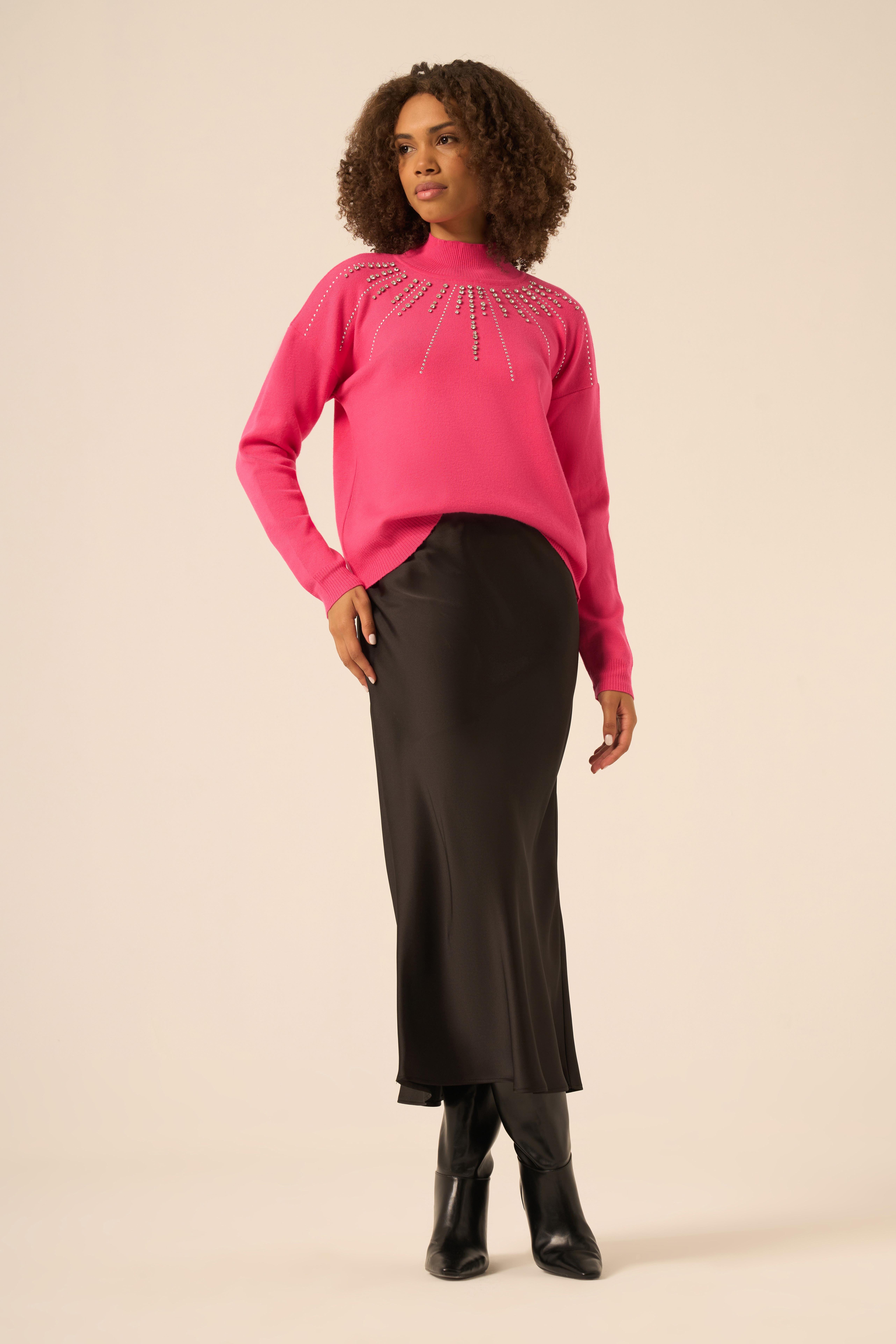 FTZ Women Kadın İşleme Detay Kazak  Fuşya 25194