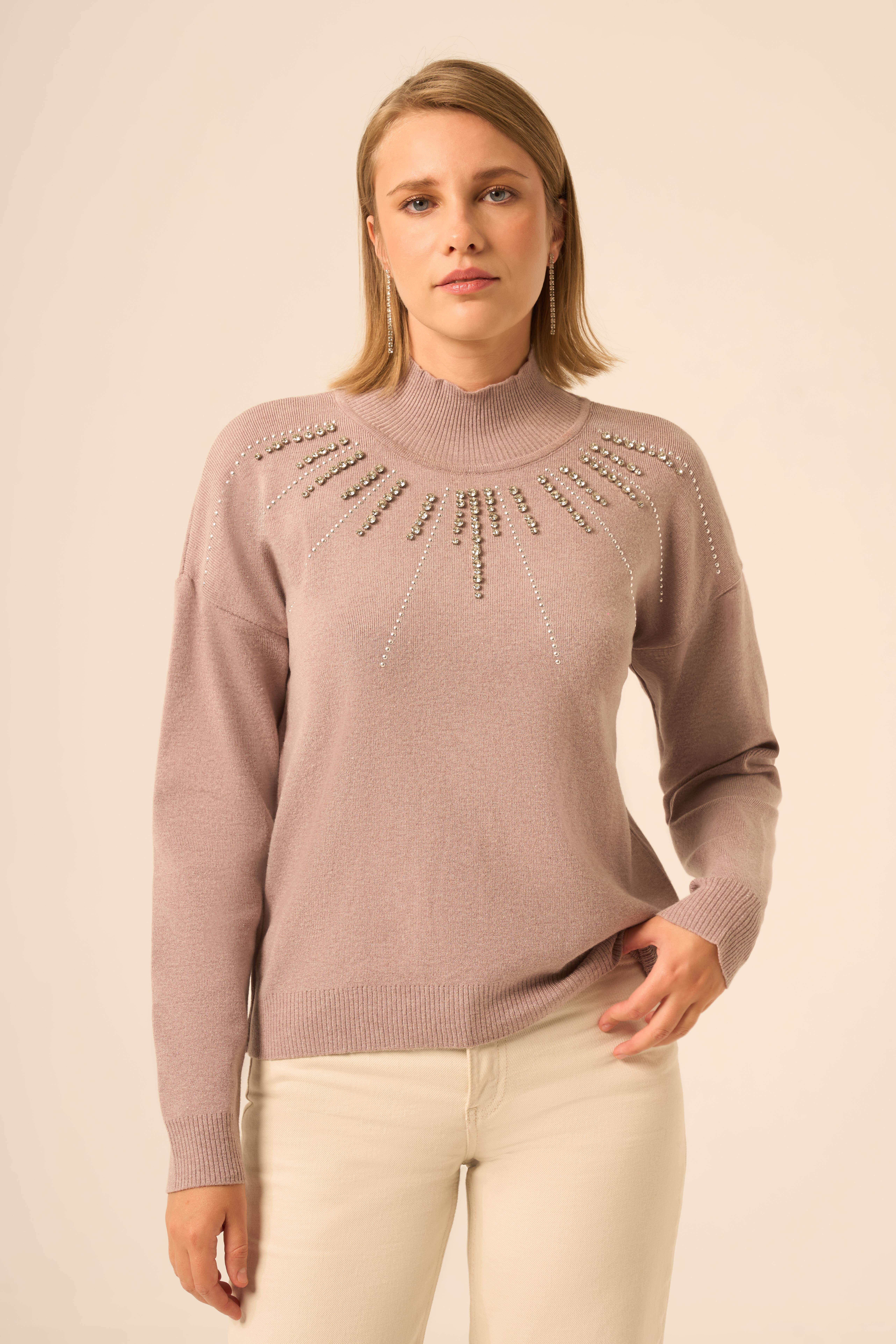 FTZ Women Kadın İşleme Detay Kazak  Vizon 25194