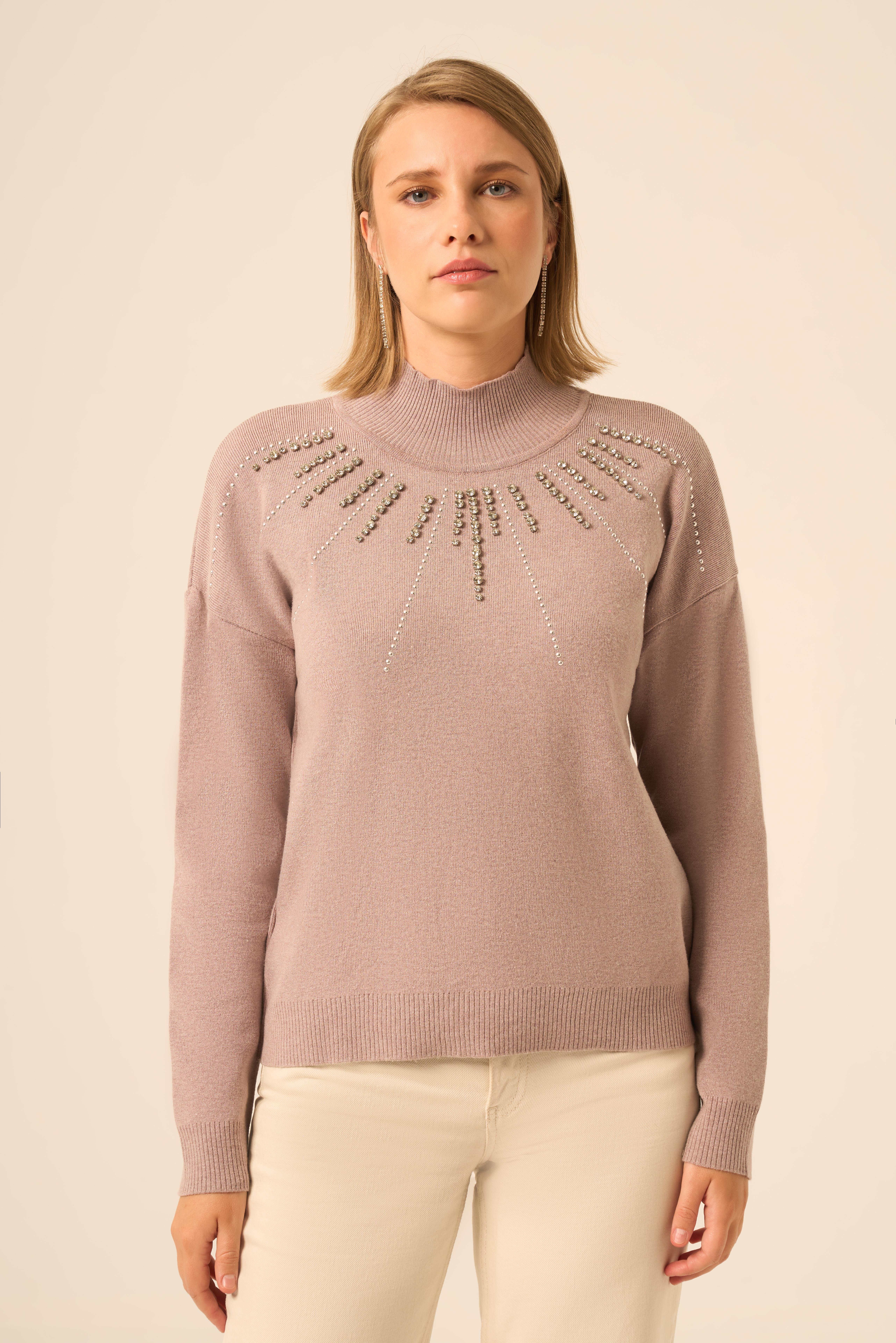 FTZ Women Kadın İşleme Detay Kazak  Vizon 25194