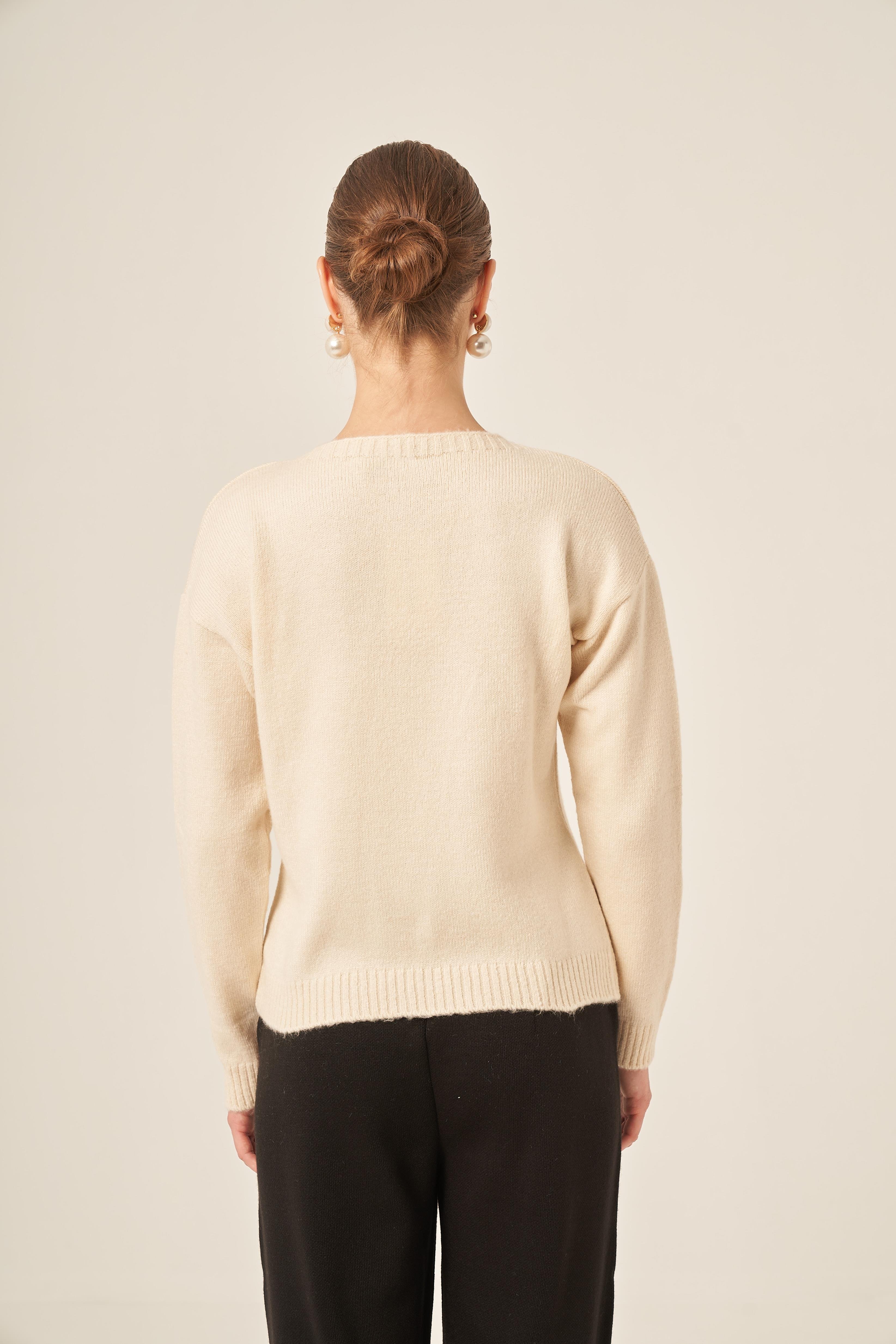 FTZ Women Kadın Kalp Detay Şardon Kazak  Taş 25214