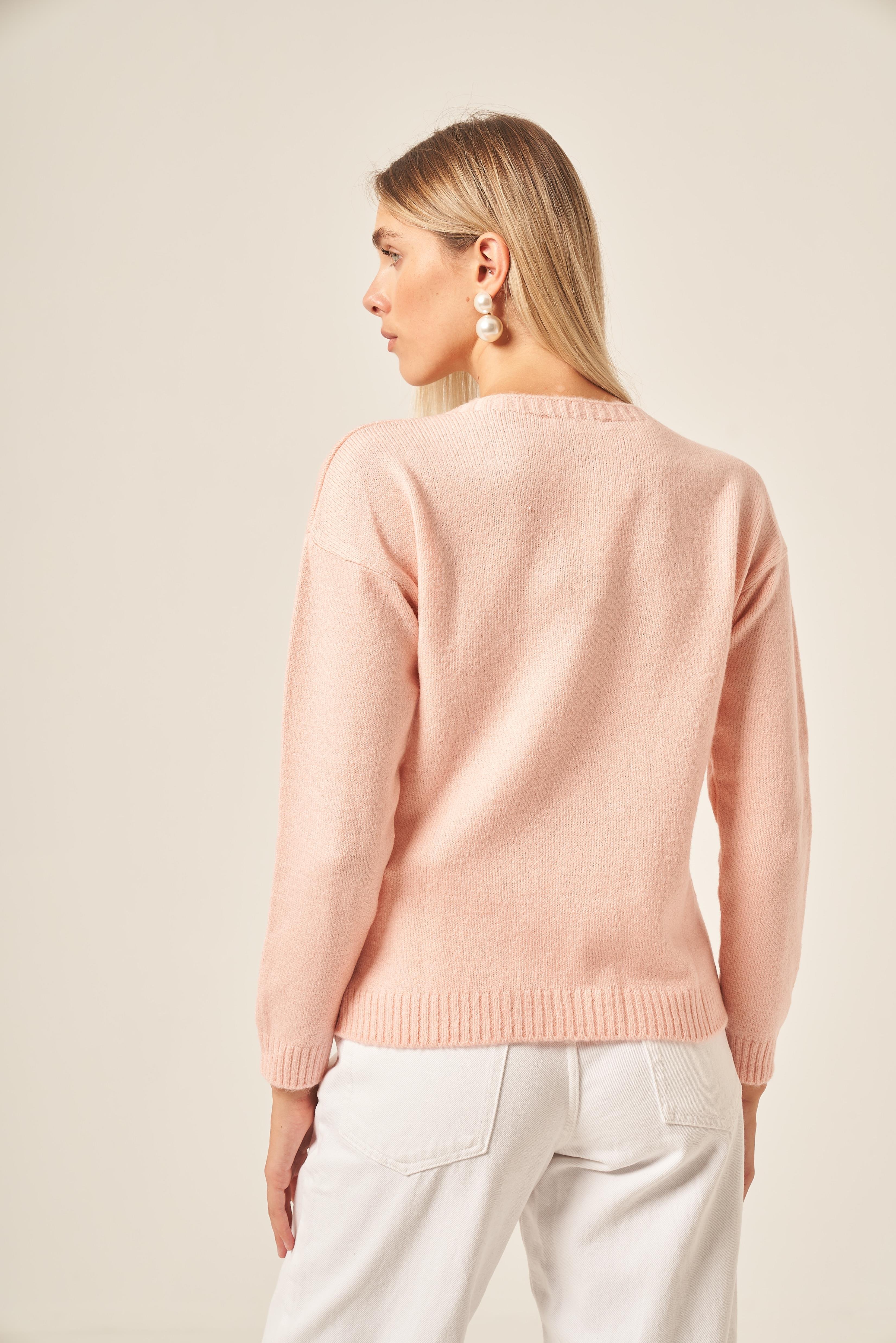 FTZ Women Kadın Kalp Detay Şardon Kazak  Pudra 25214