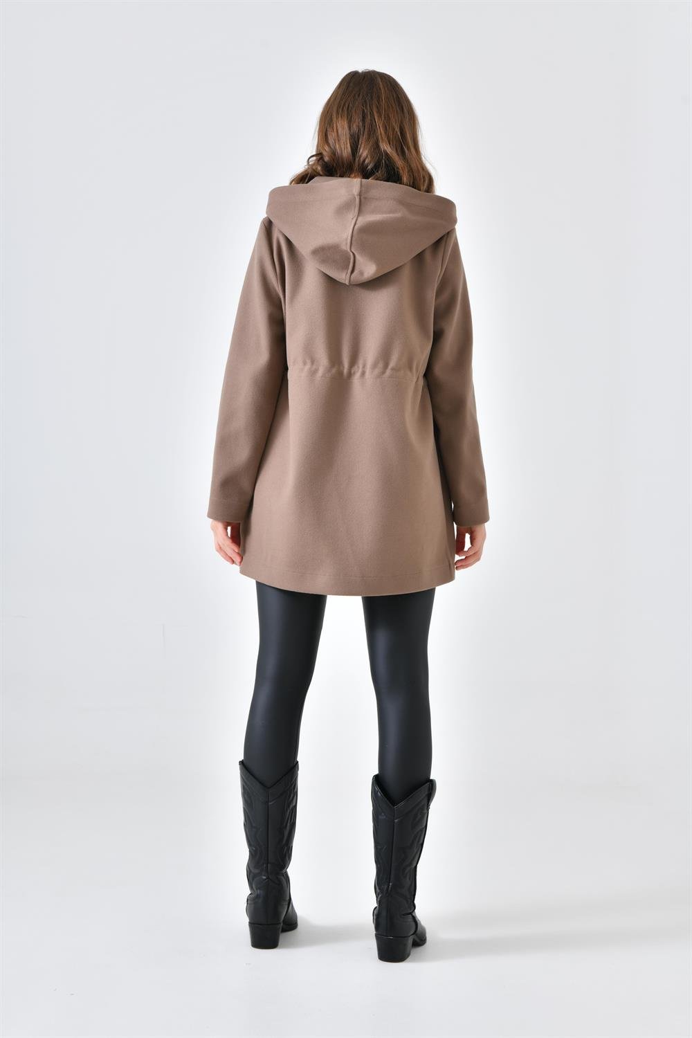 Ftz Women Kadın Kapişonlu Kaşe Kap Vizon 30636