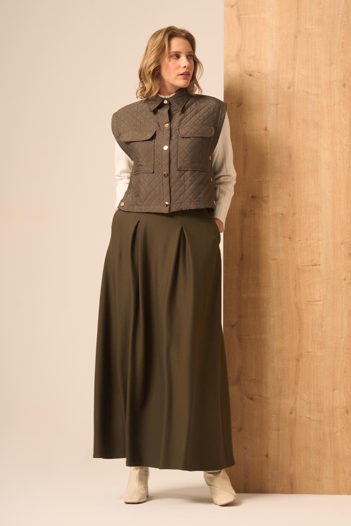 FTZ Women Kadın Kapitone Etekli Takım  Haki 31220