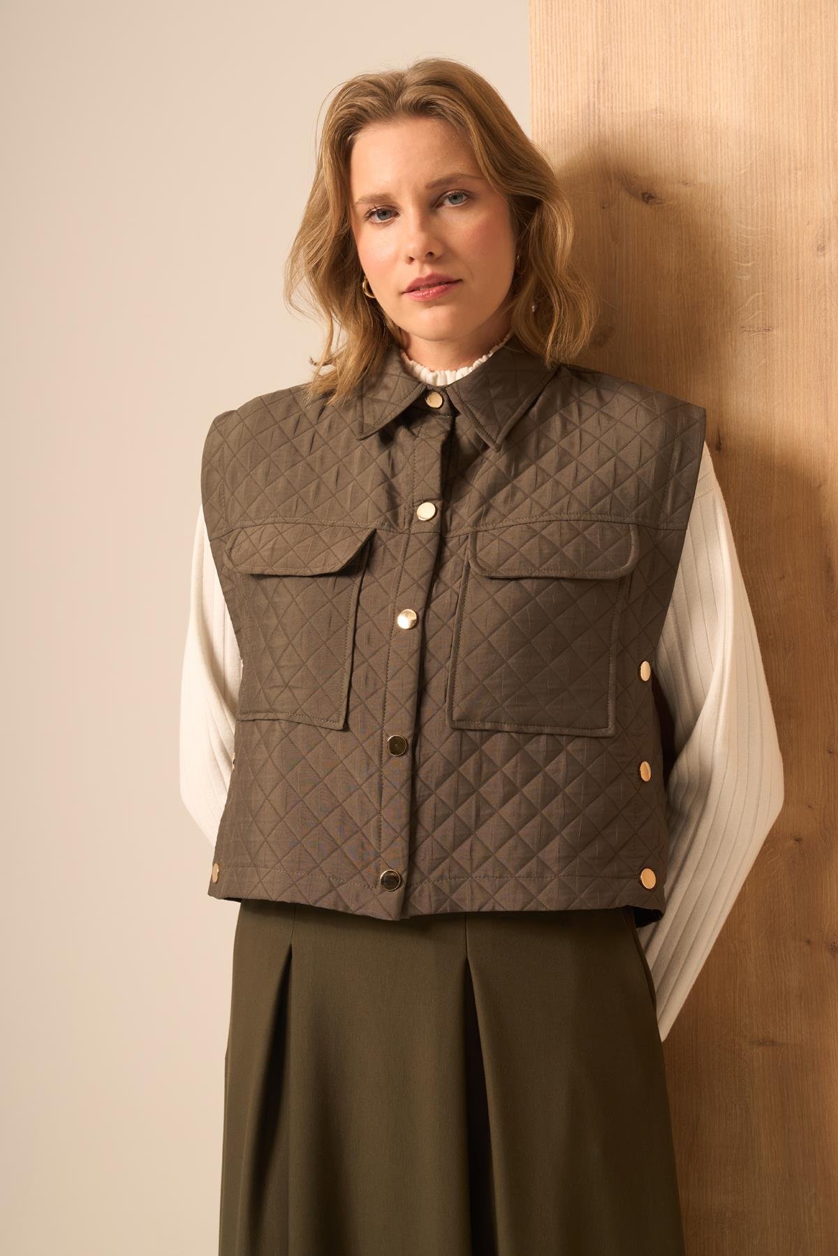 FTZ Women Kadın Kapitone Etekli Takım  Haki 31220