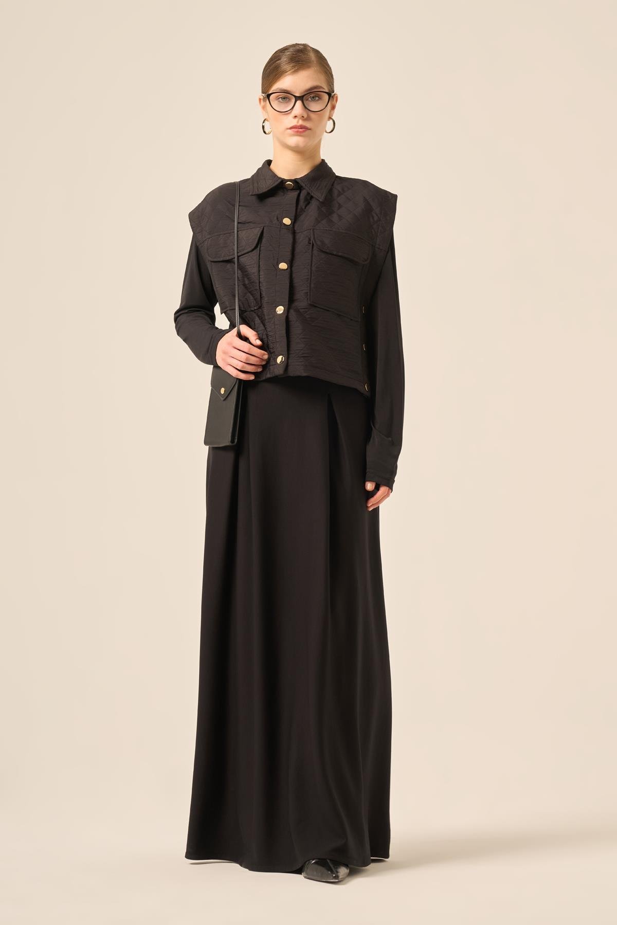 FTZ Women KADIN KAPİTONE OYSHO ETEKLİ TAKIM  Siyah 31220