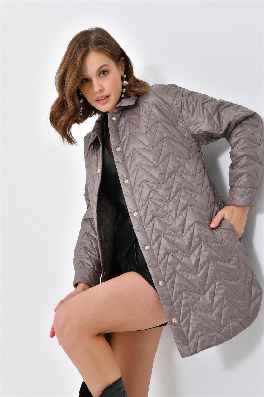 Ftz Women Kadın Kapitoneli Kap Kahve