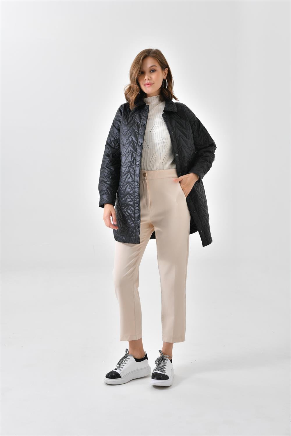 Ftz Women Kadın Kapitoneli Kap Siyah