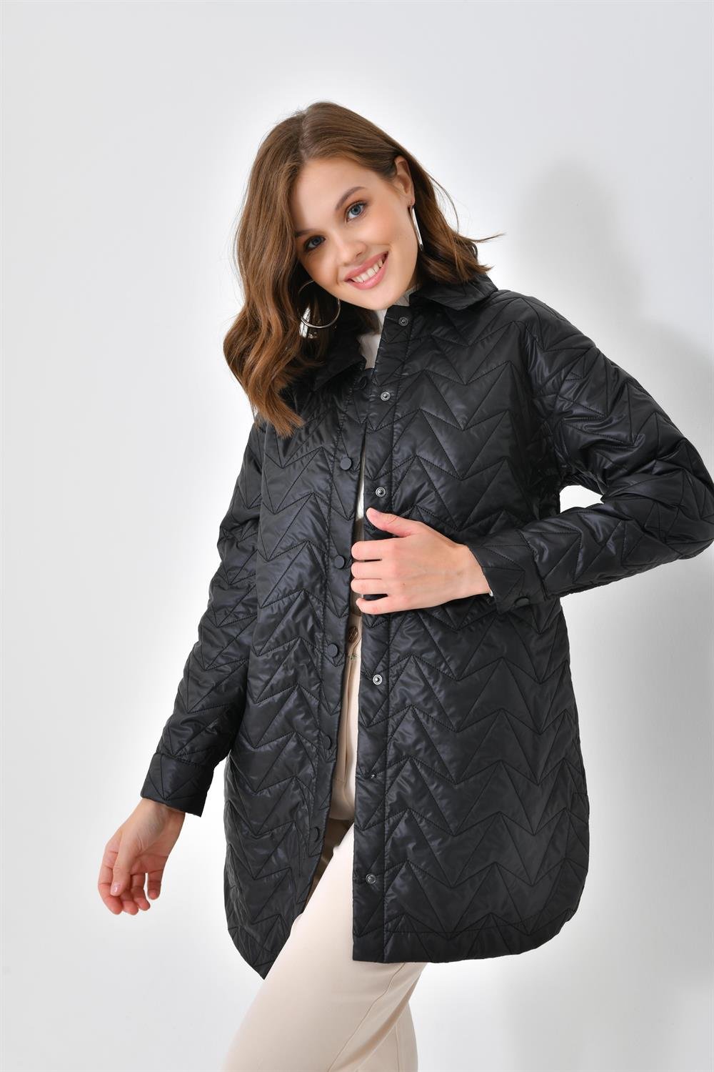 Ftz Women Kadın Kapitoneli Kap Siyah