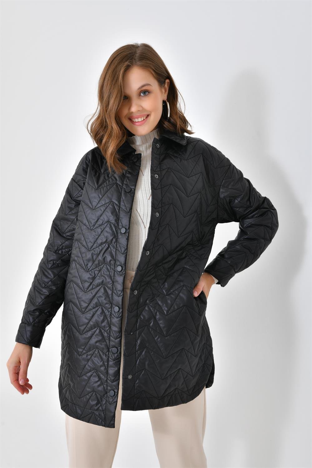 Ftz Women Kadın Kapitoneli Kap Siyah