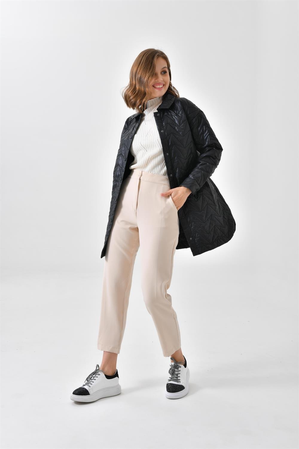 Ftz Women Kadın Kapitoneli Kap Siyah