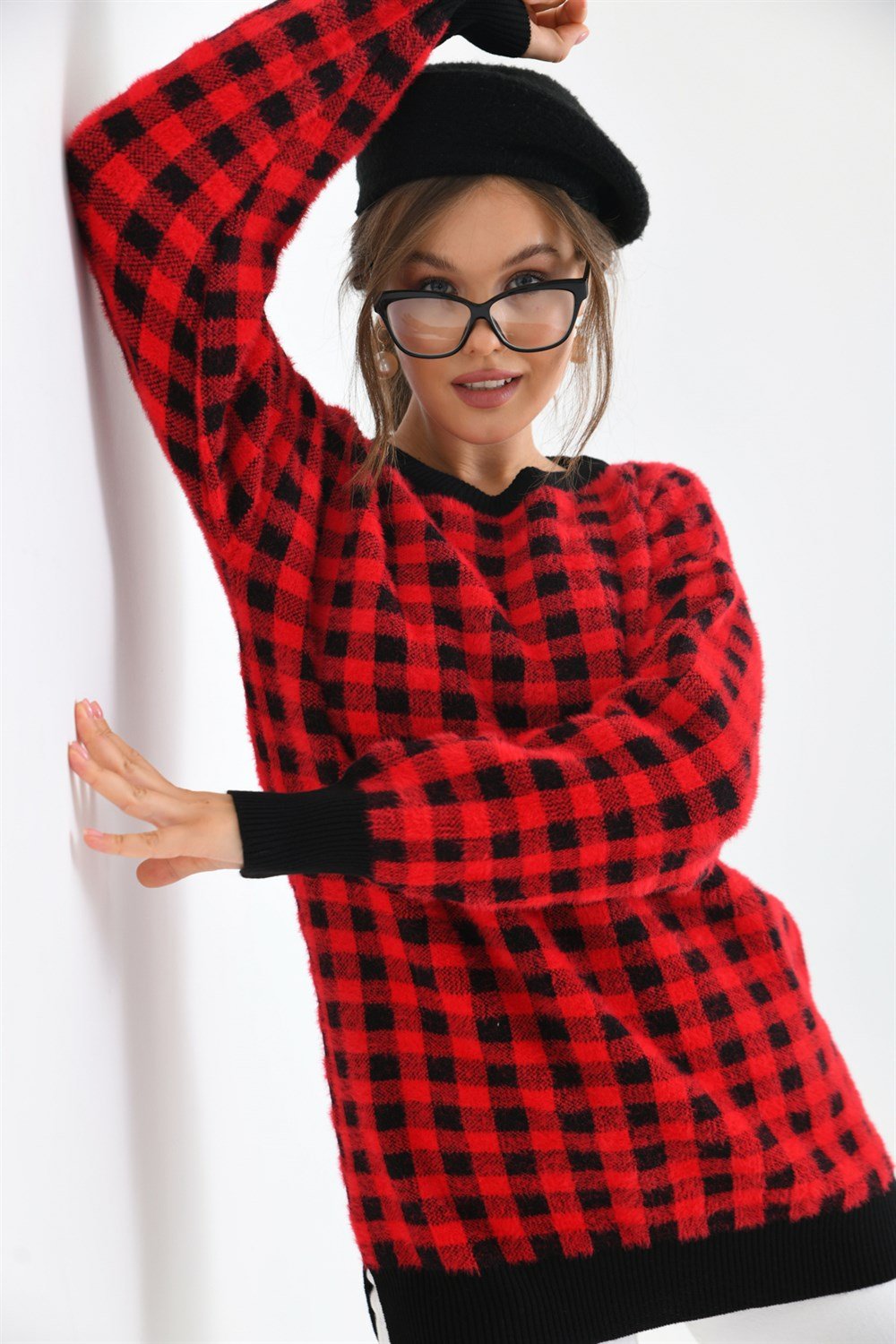 FTZ Women Kadın Kare Desen Bluz SİYAH