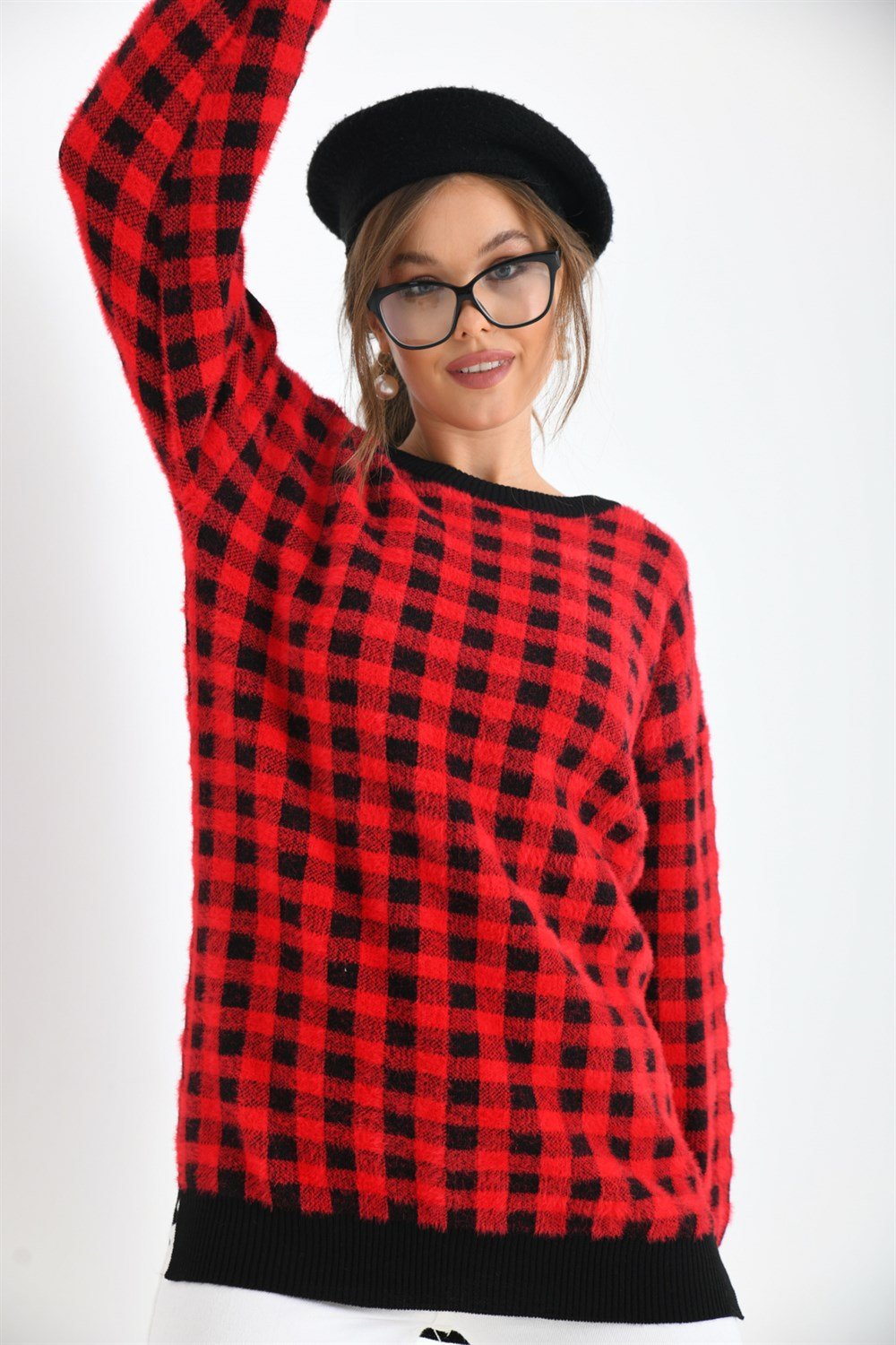 FTZ Women Kadın Kare Desen Bluz SİYAH