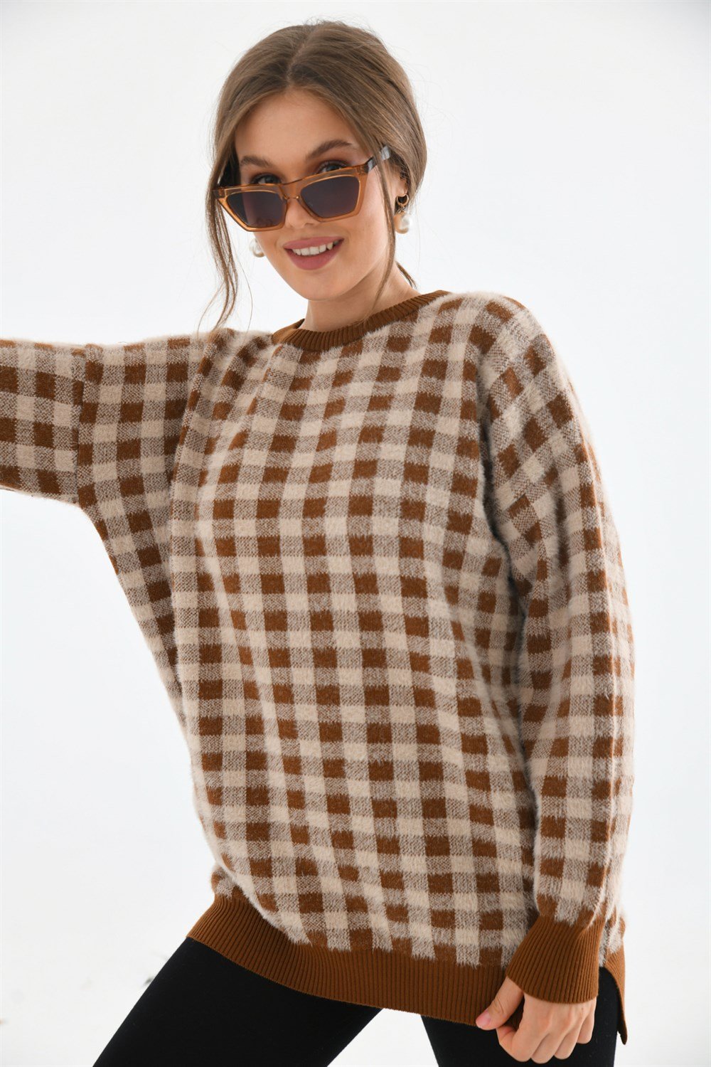 FTZ Women Kadın Kare Desen Bluz TABA