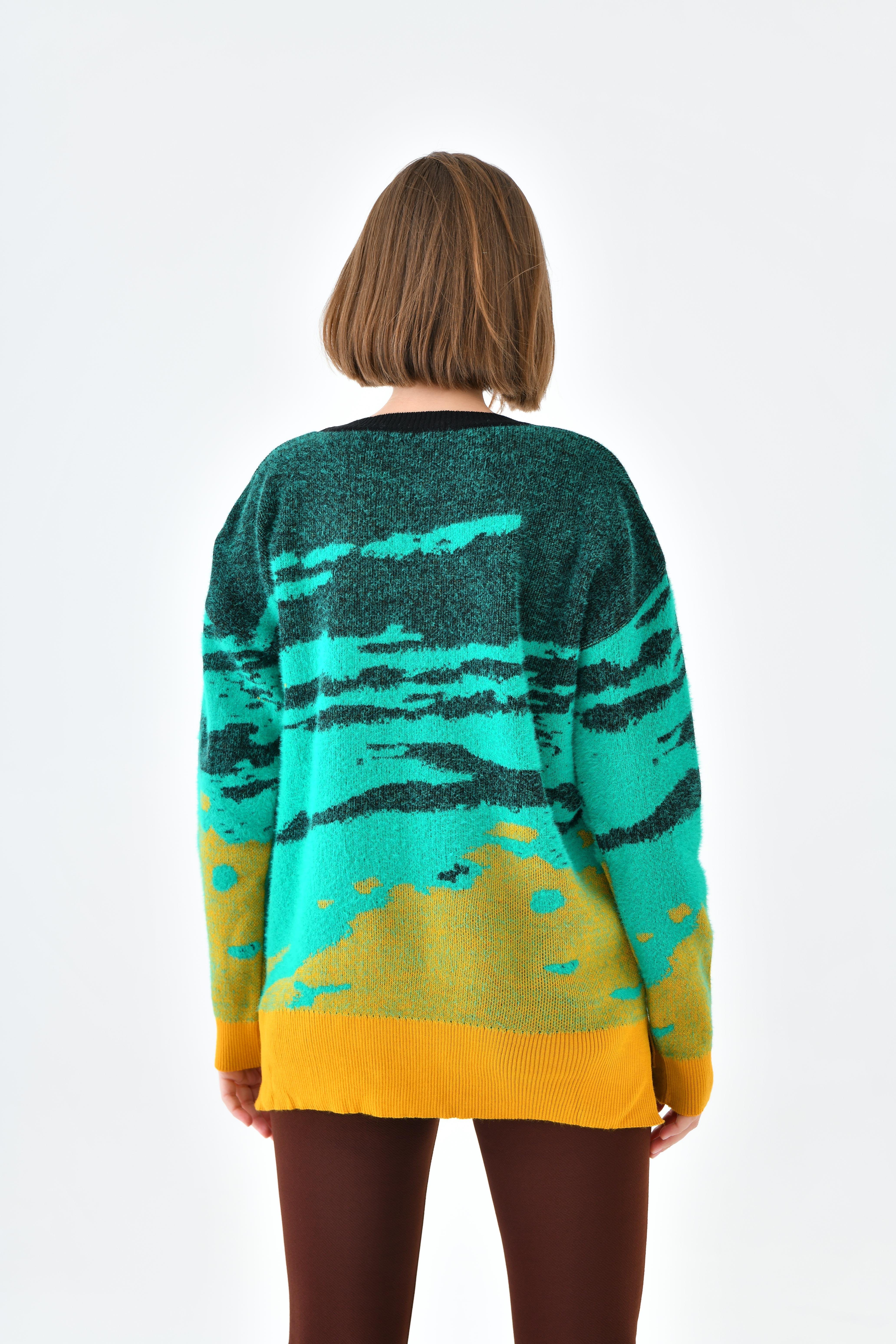 Ftz Women Kadın Karışık Desenli Kazak Benetton 20433