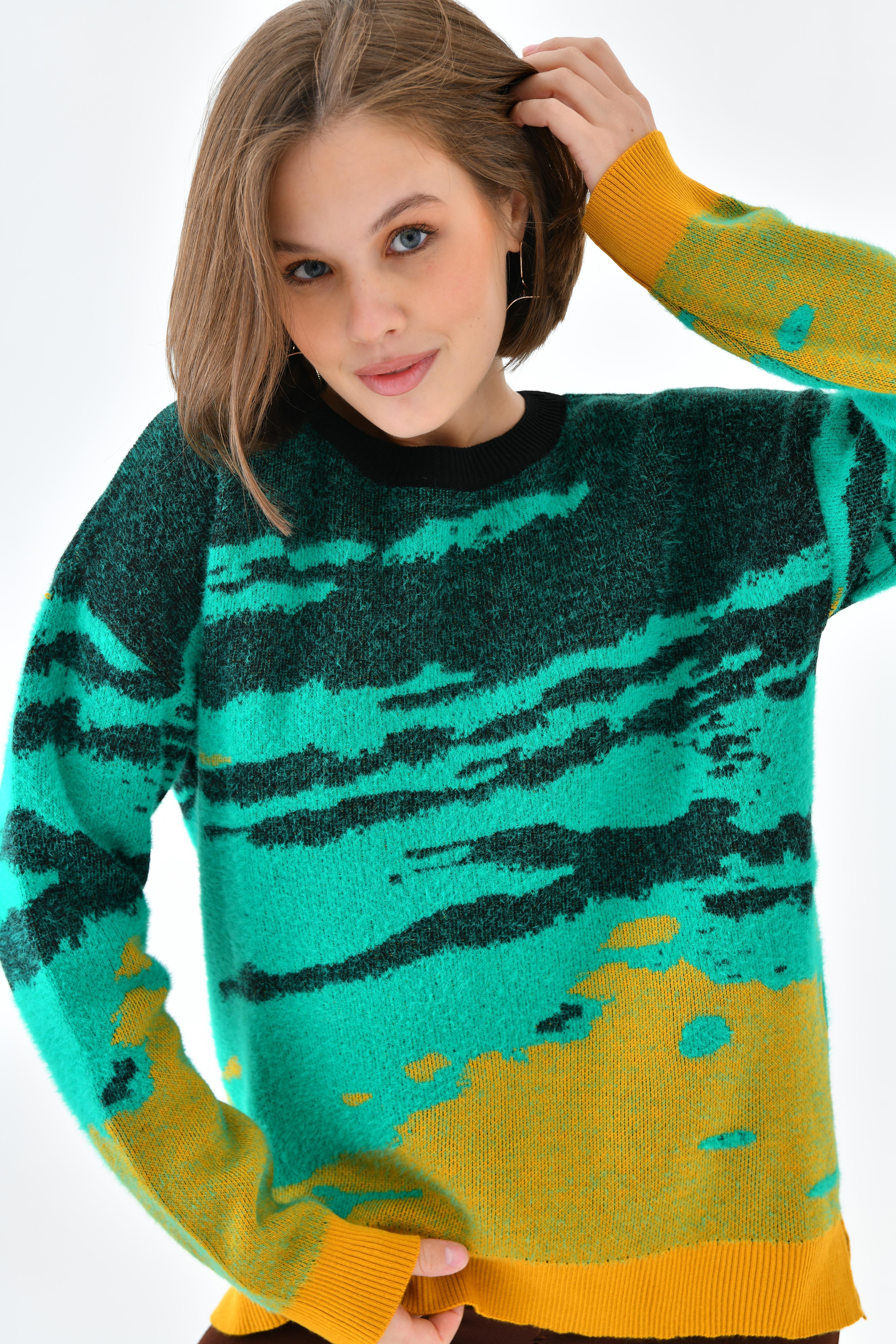 Ftz Women Kadın Karışık Desenli Kazak Benetton 20433