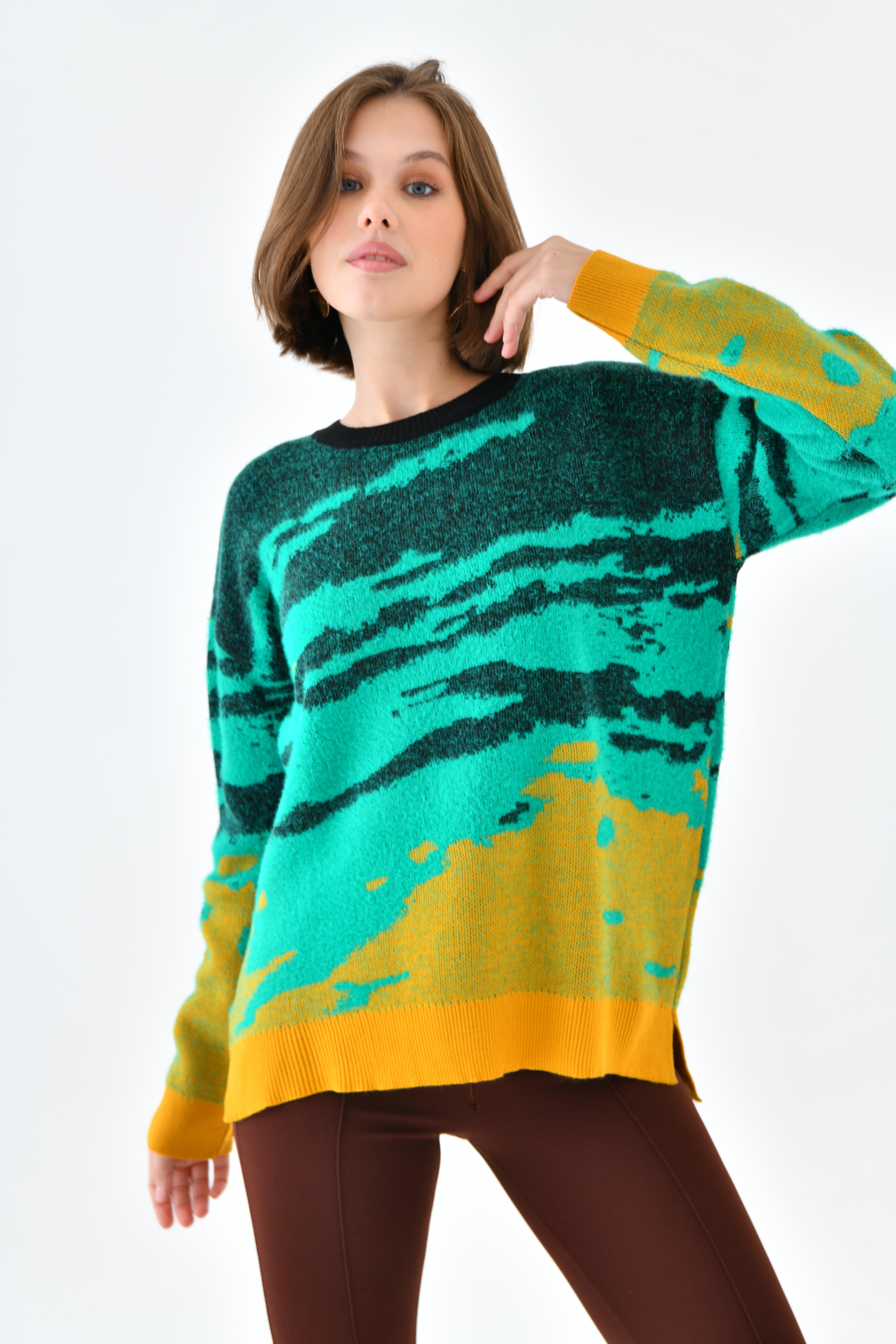 Ftz Women Kadın Karışık Desenli Kazak Benetton 20433