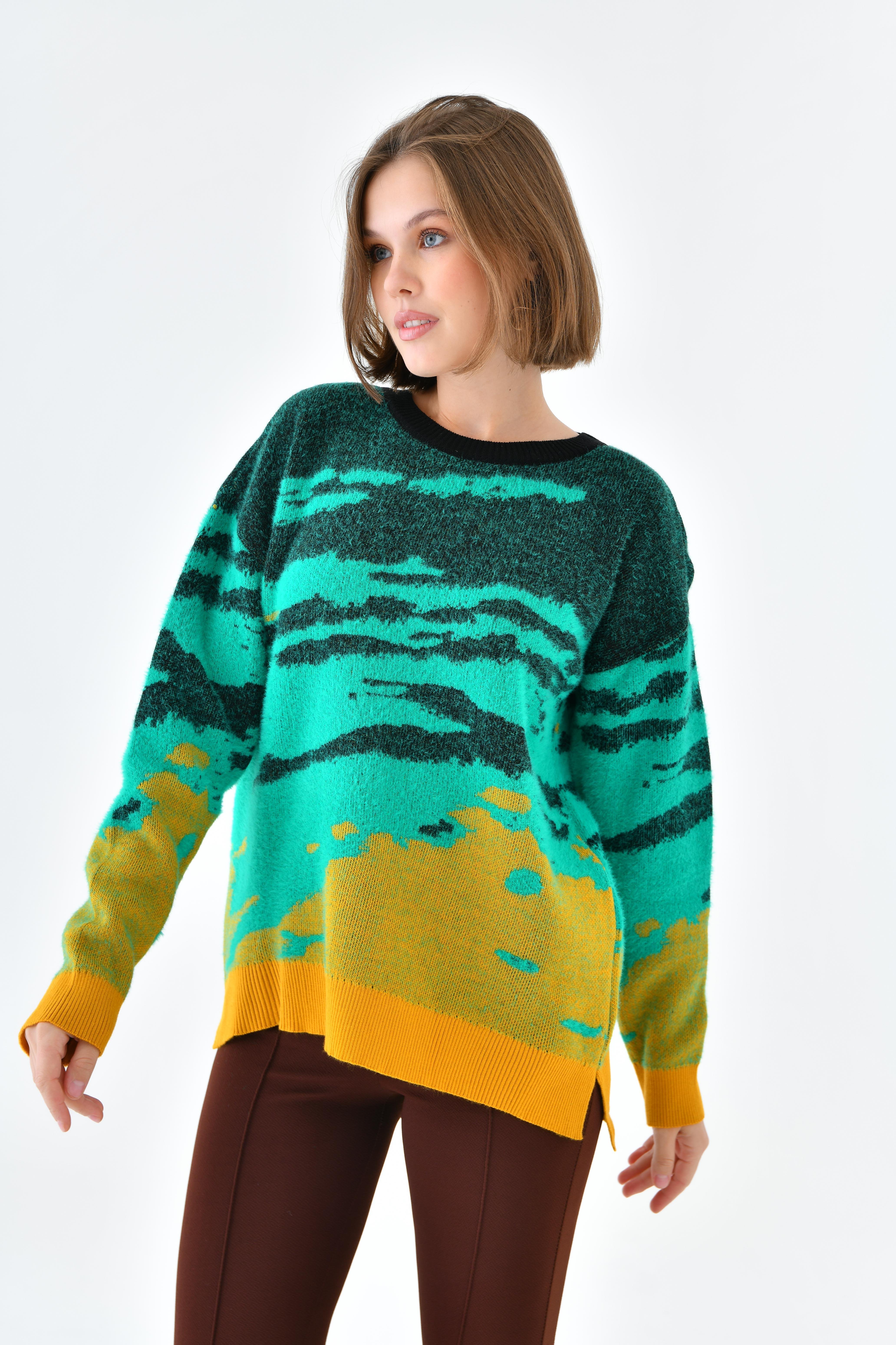 Ftz Women Kadın Karışık Desenli Kazak Benetton 20433