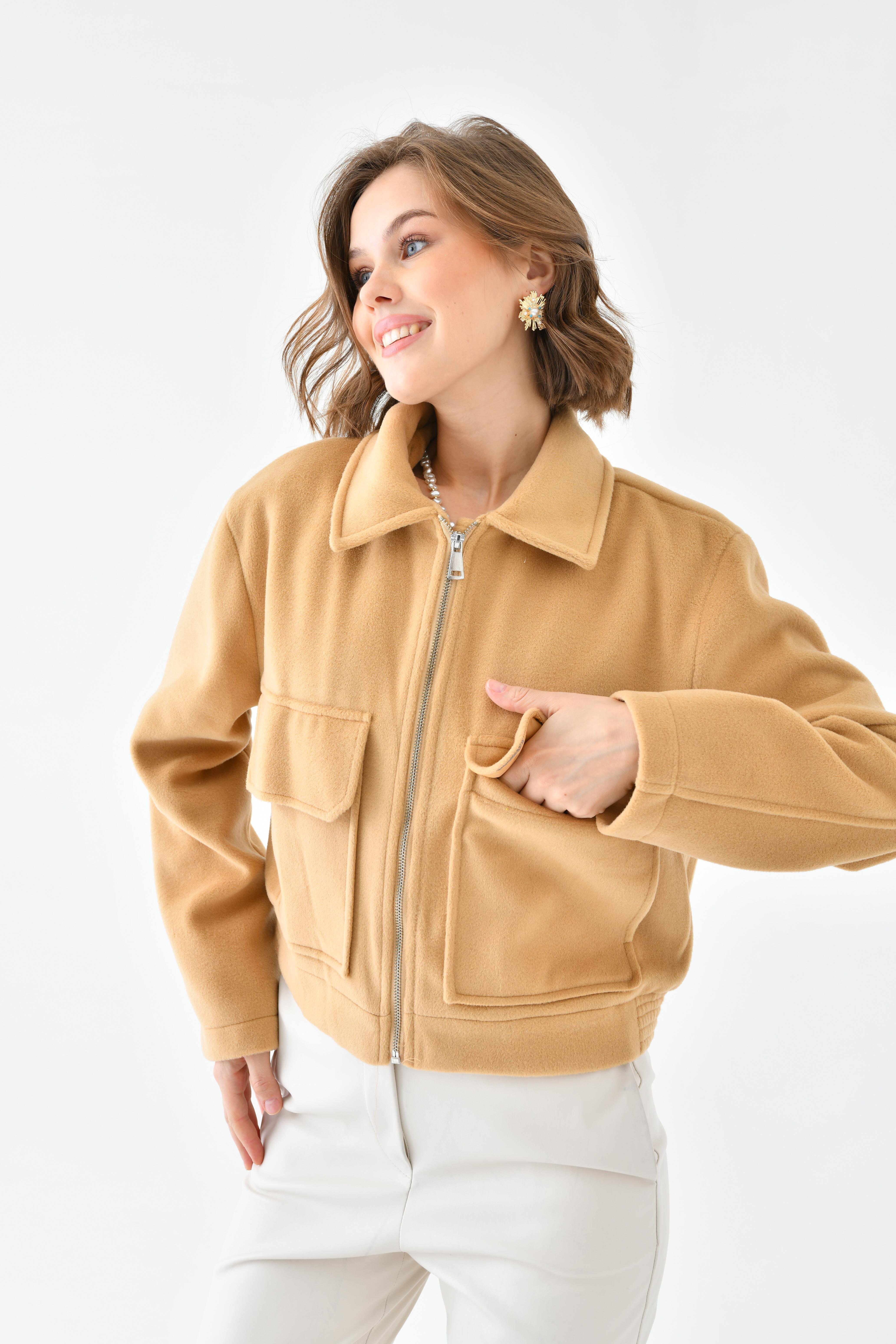 FTZ Women Kadın Kaşe Ceket Camel RBN4070