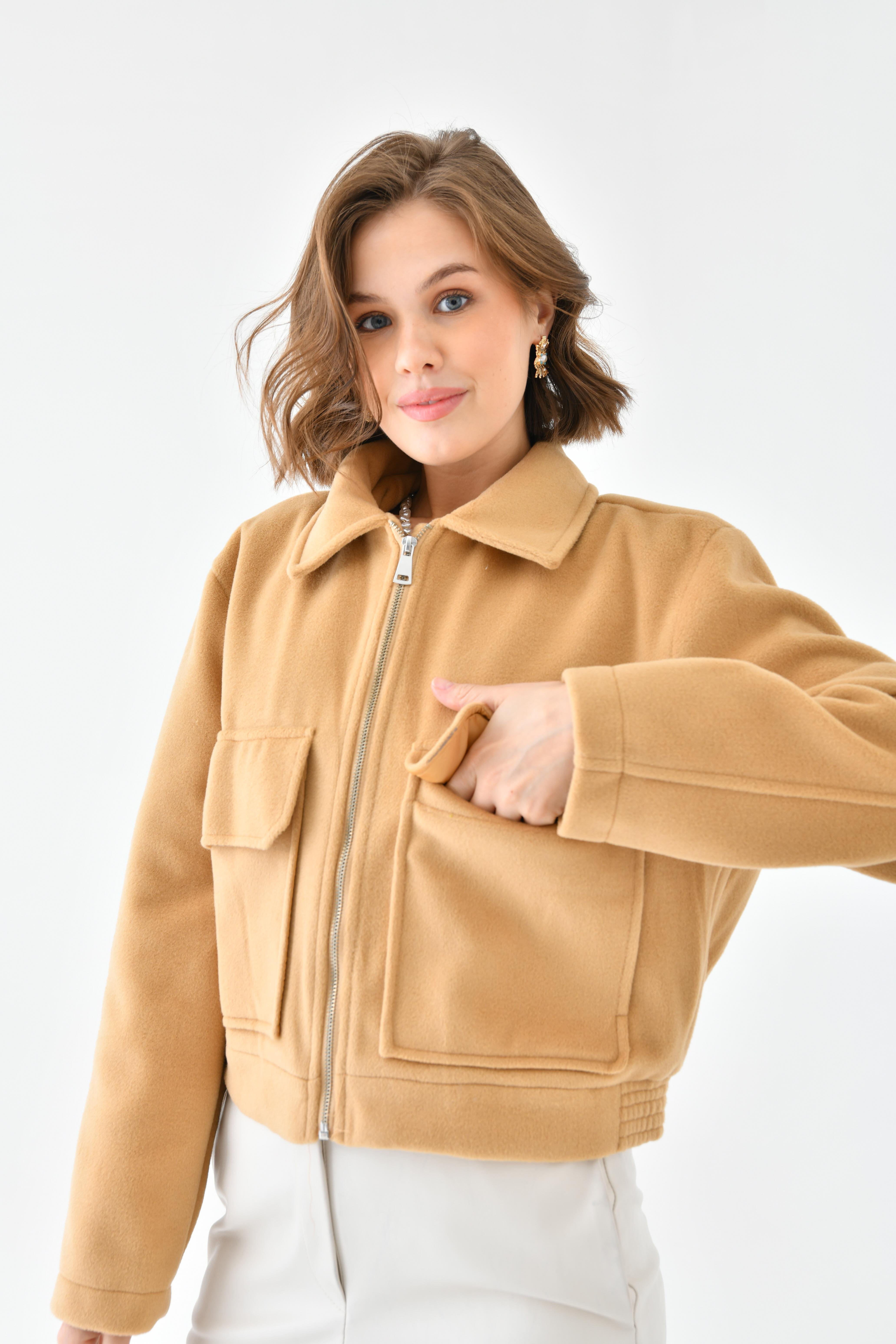 FTZ Women Kadın Kaşe Ceket Camel RBN4070