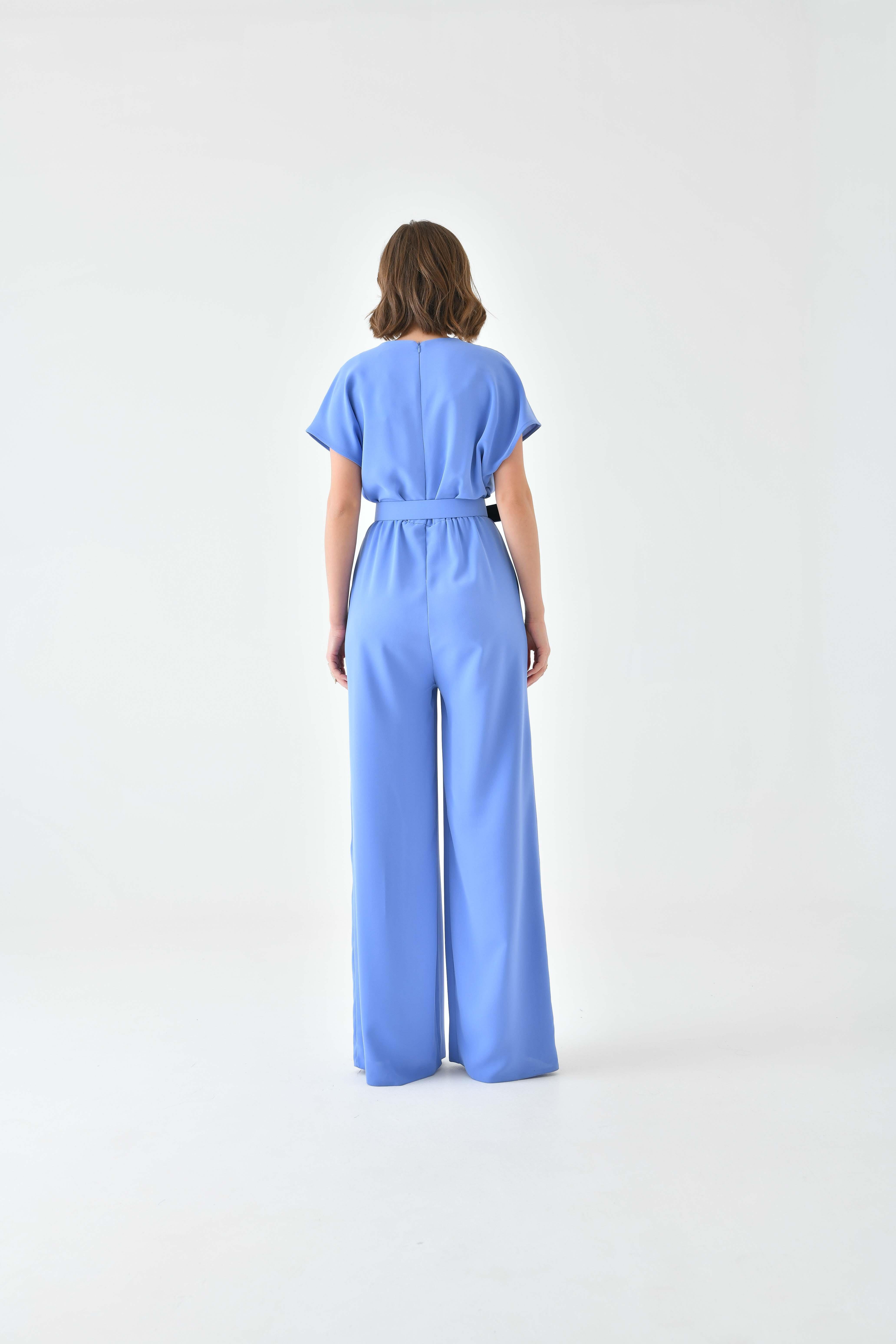 Ftz Women Kadın Kemerli Tulum Mavi 30724