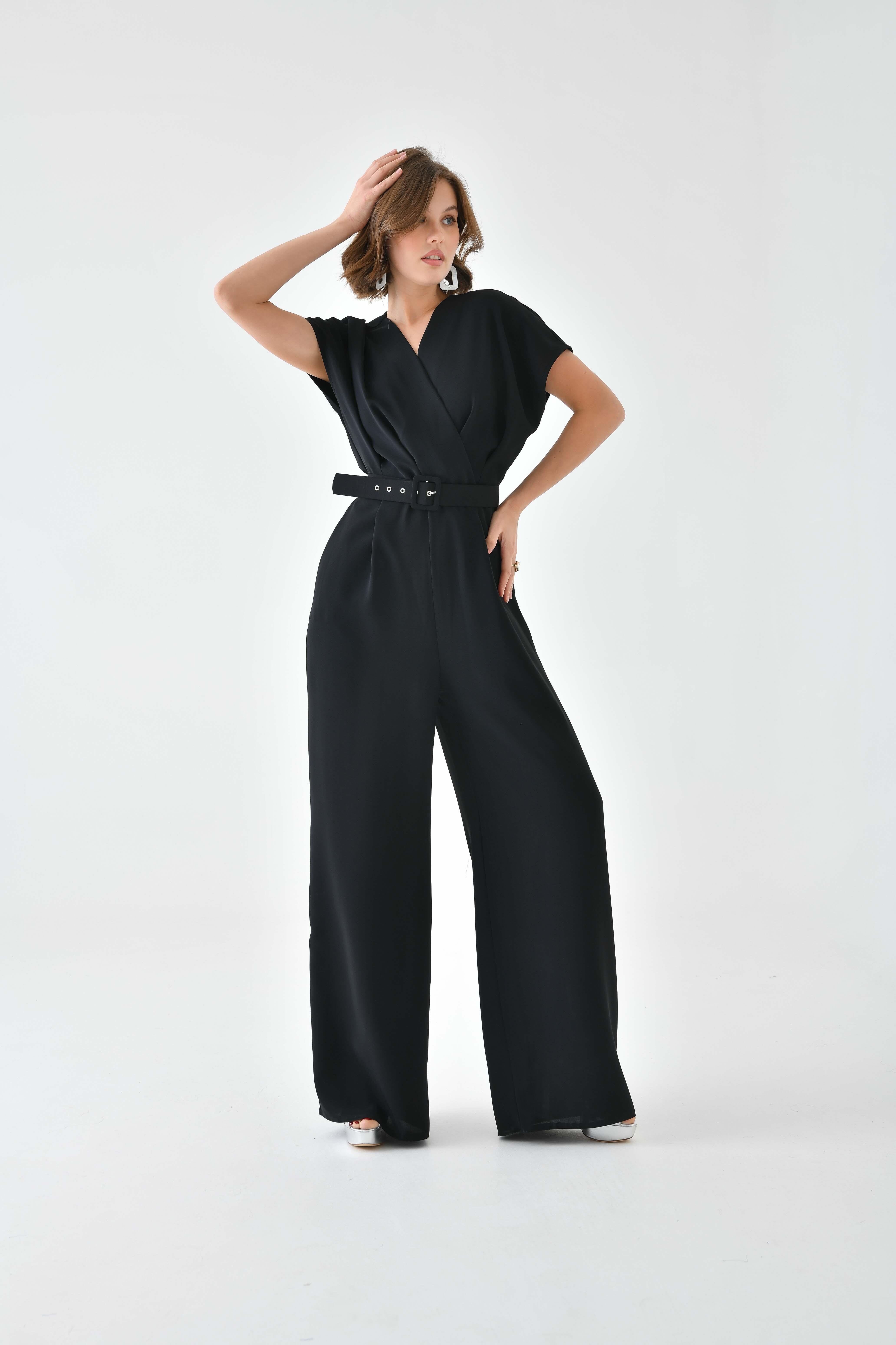 Ftz Women Kadın Kemerli Tulum Siyah 30724