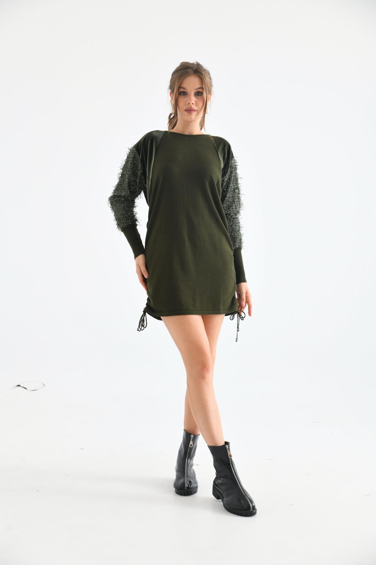 FTZ Women Kadın Kol Püskül Detay Tunik  Haki 21-1245