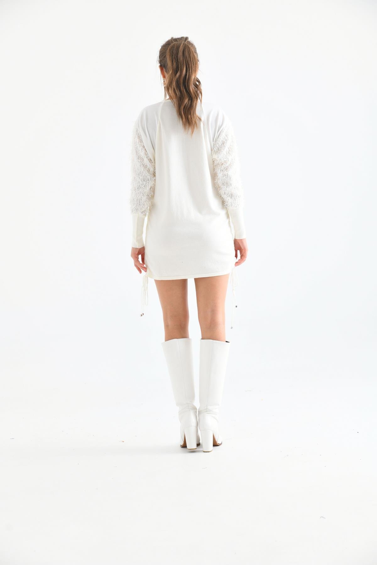 FTZ Women Kadın Kol Püskül Detay Tunik  Ekru 21-1245