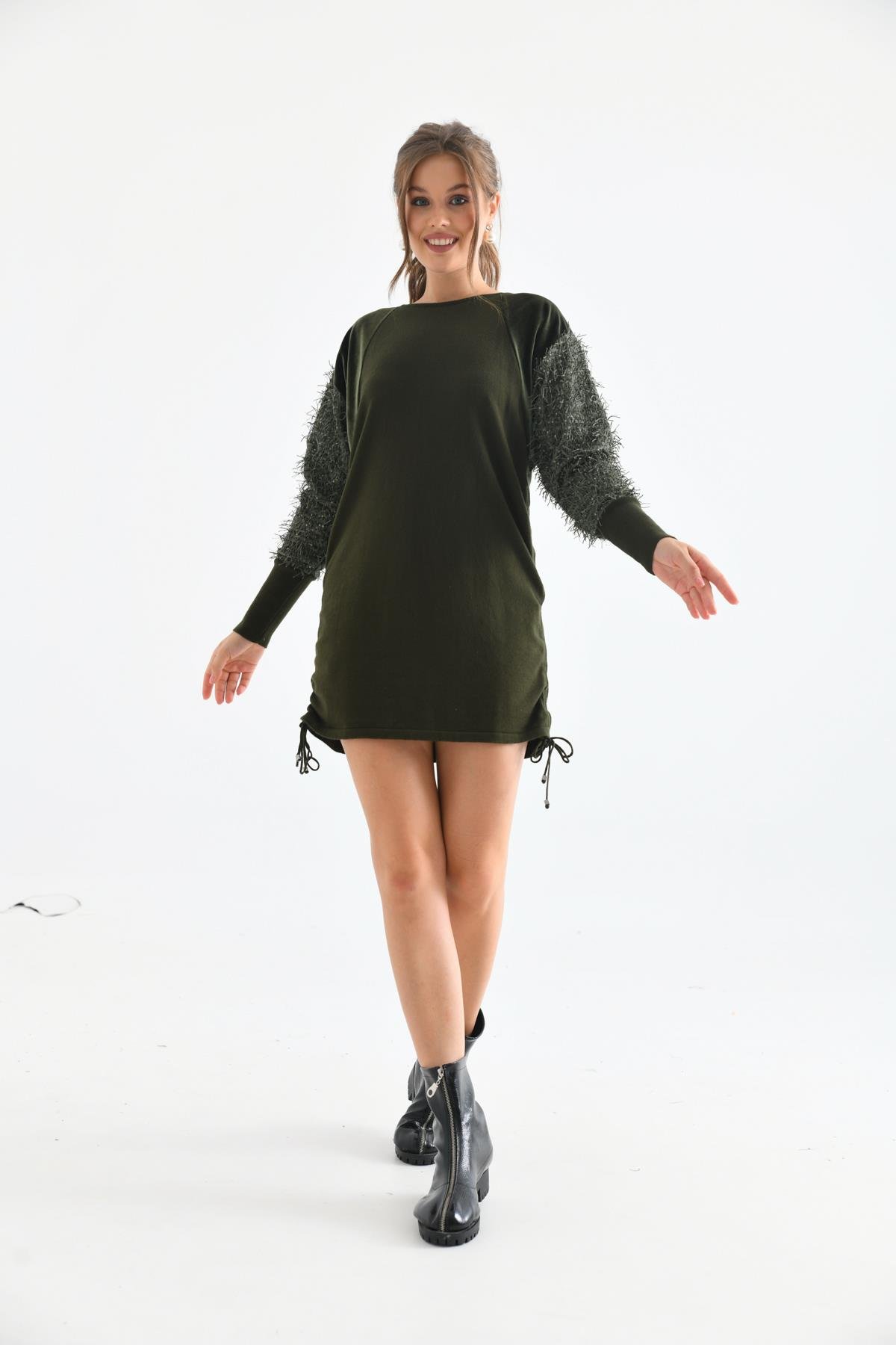 FTZ Women Kadın Kol Püskül Detay Tunik  Haki 21-1245