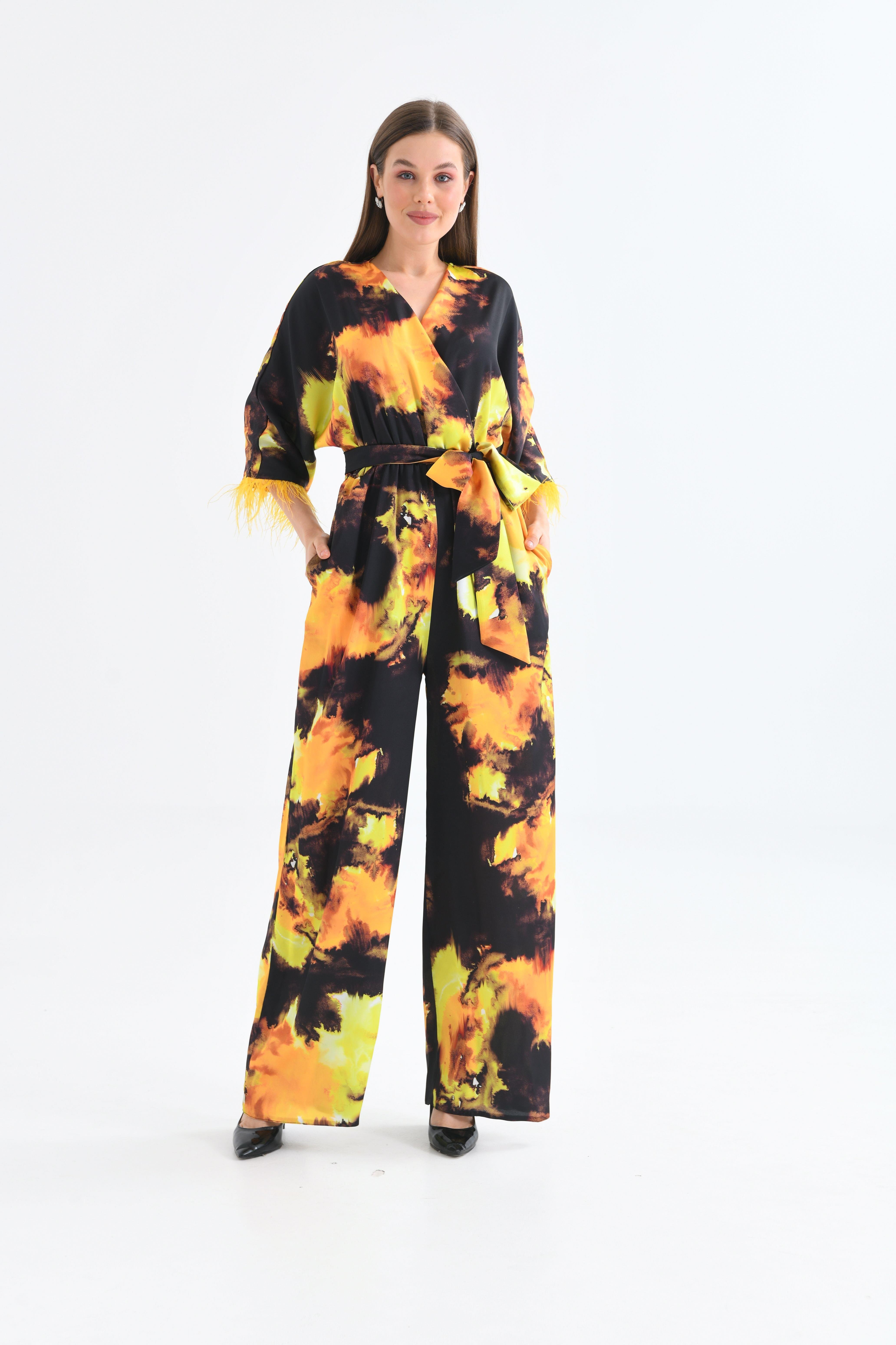 FTZ Women Kadın Kolar Tüğlü Tulum  Sarı 30448