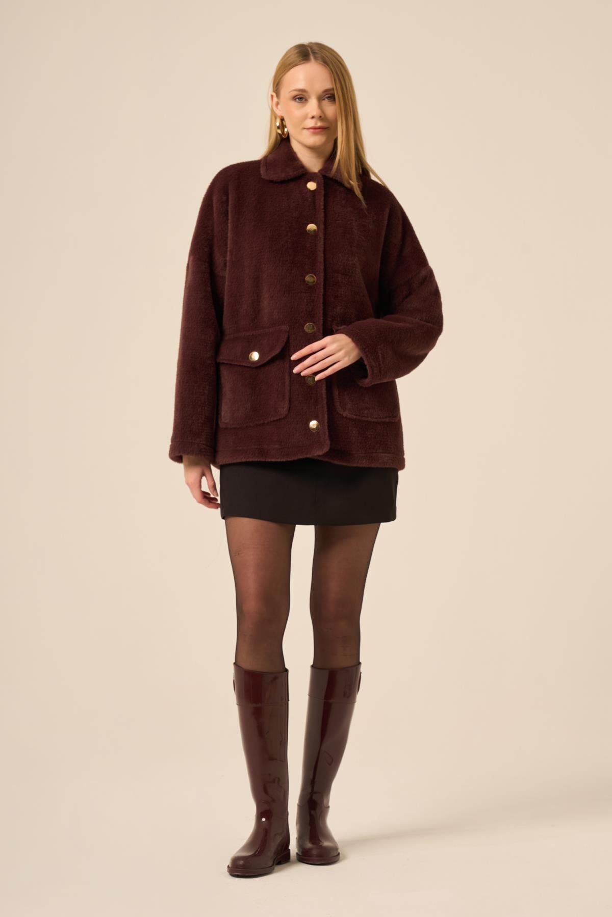 FTZ Women Kadın Kürk Ceket  Kahve 31281