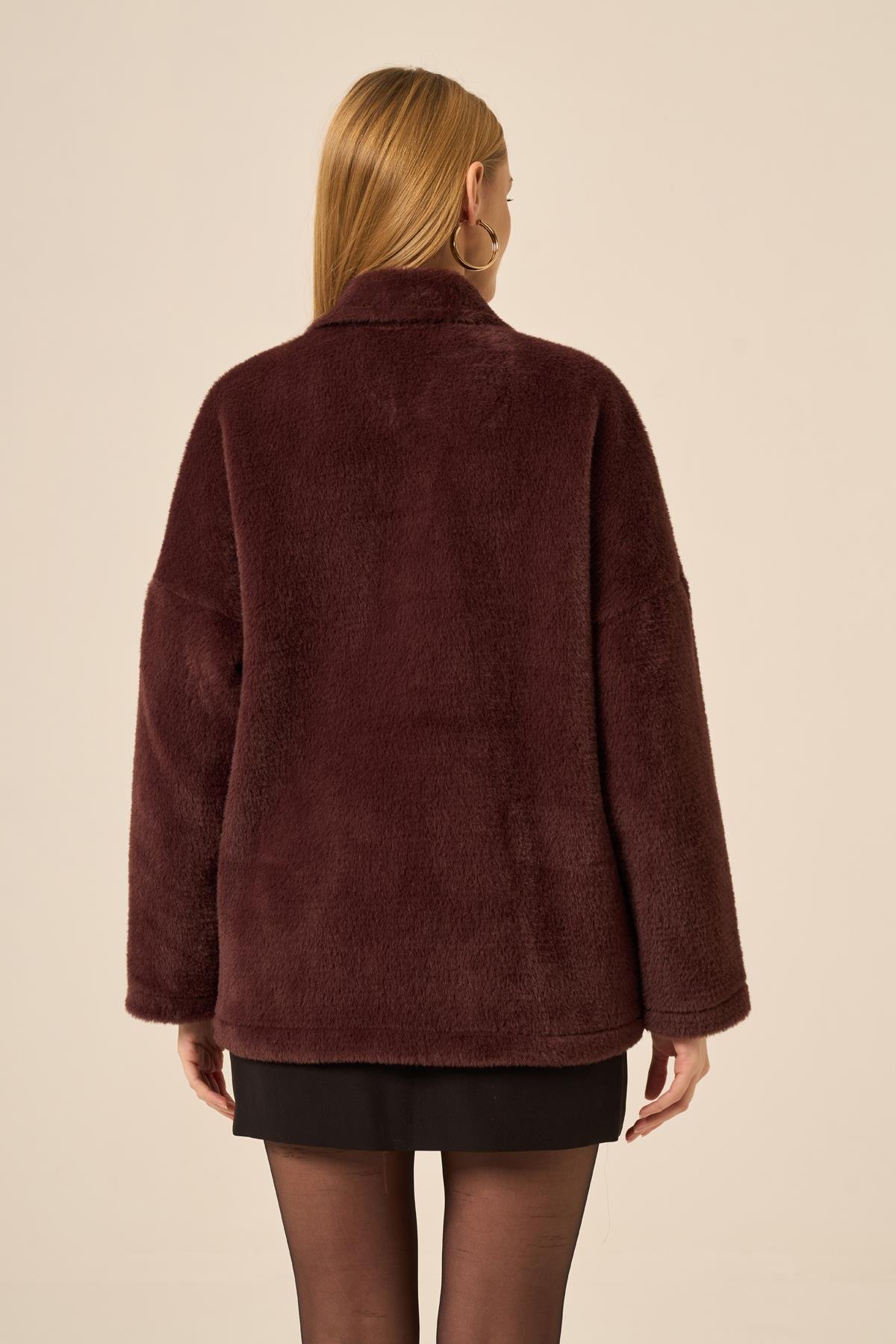 FTZ Women Kadın Kürk Ceket  Kahve 31281