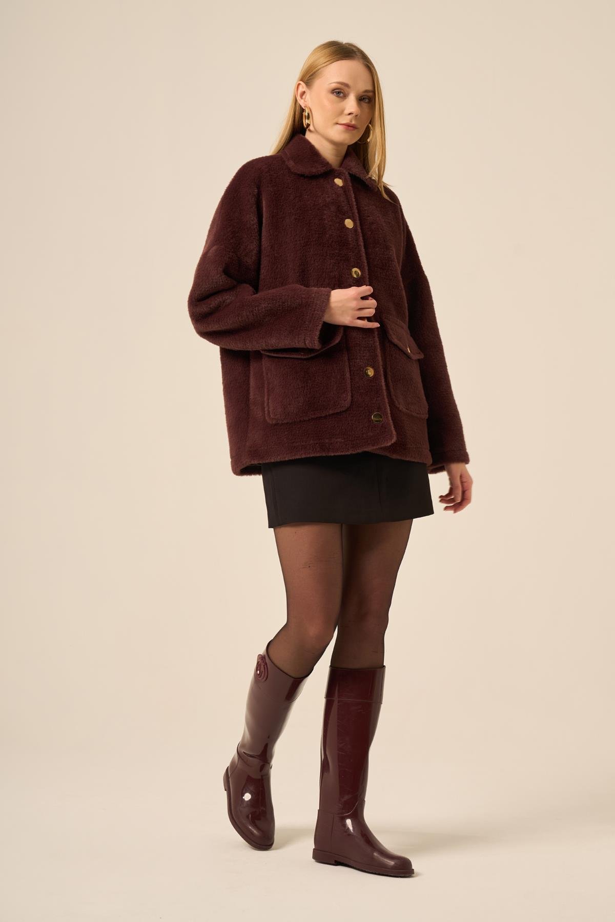 FTZ Women Kadın Kürk Ceket  Kahve 31281