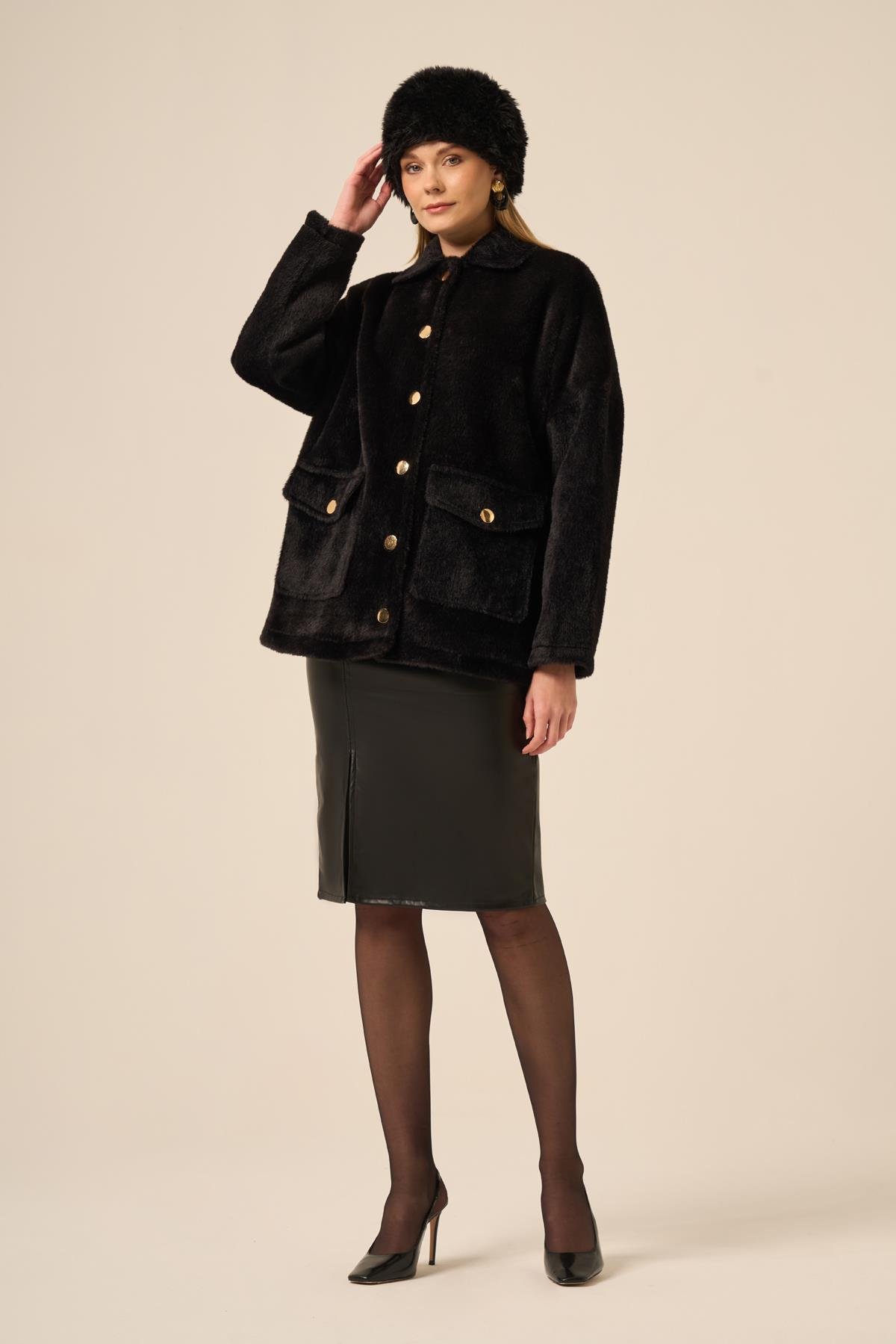 FTZ Women Kadın Kürk Ceket  Siyah 31281